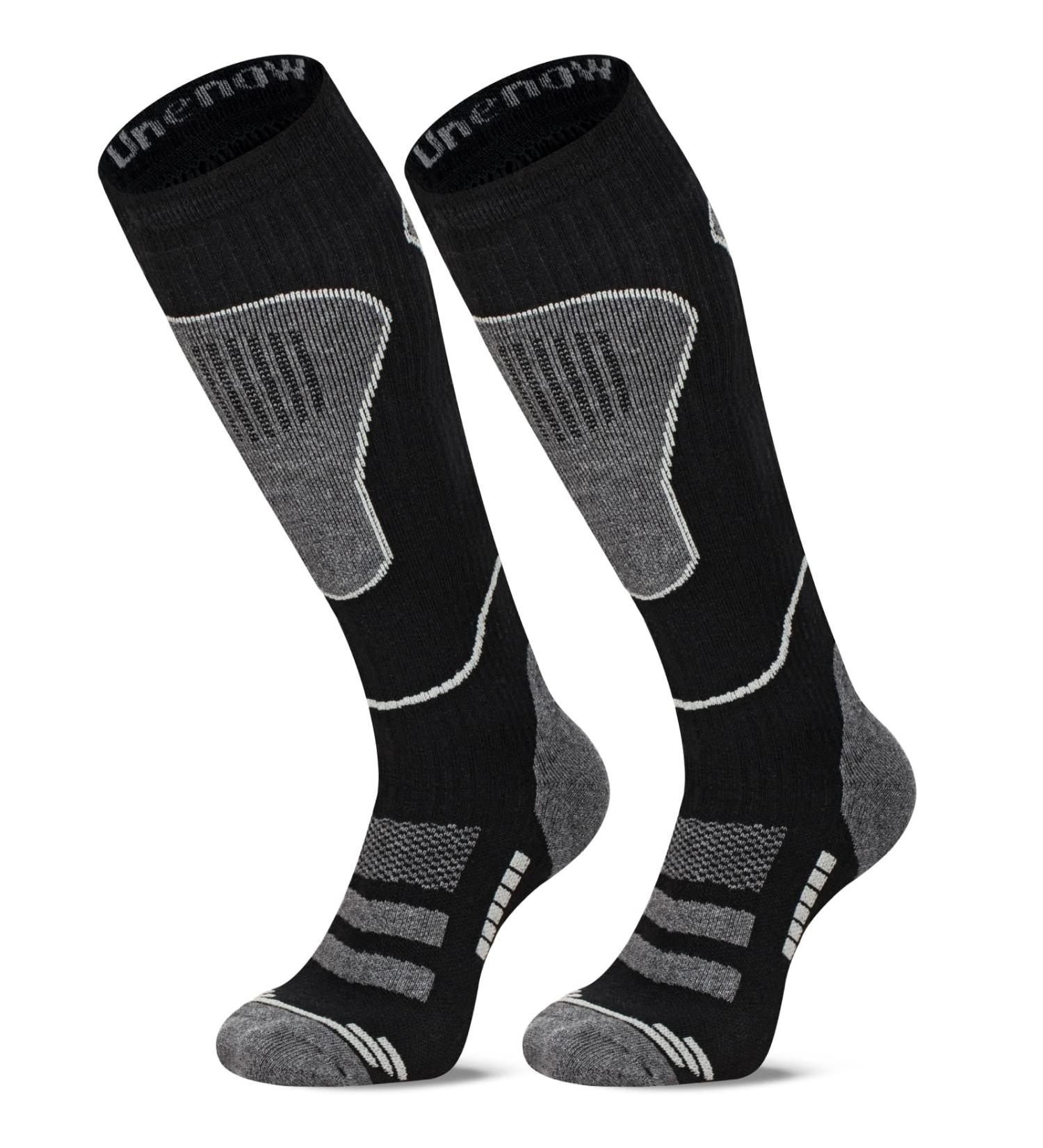 Merino Wool Ski Socks - 2 Pairs for Snowboarding, Hiking, Cold Weather - Thermal Knee High Warm Socks for Snow & Hunting (Black, Large) - Buy Online on GoSupps.com