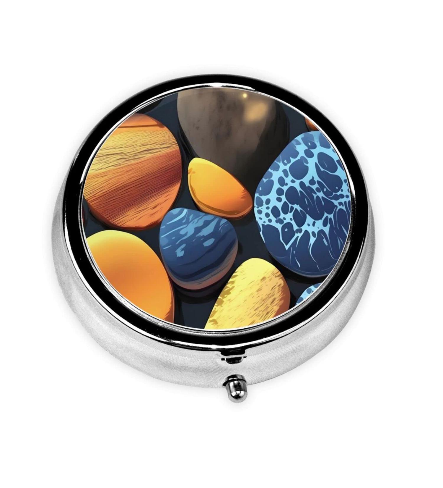 Yellow Round Pill Box Organizer - 3 Compartments Portable Travel Solution for International Use - Buy Online on GoSupps.com