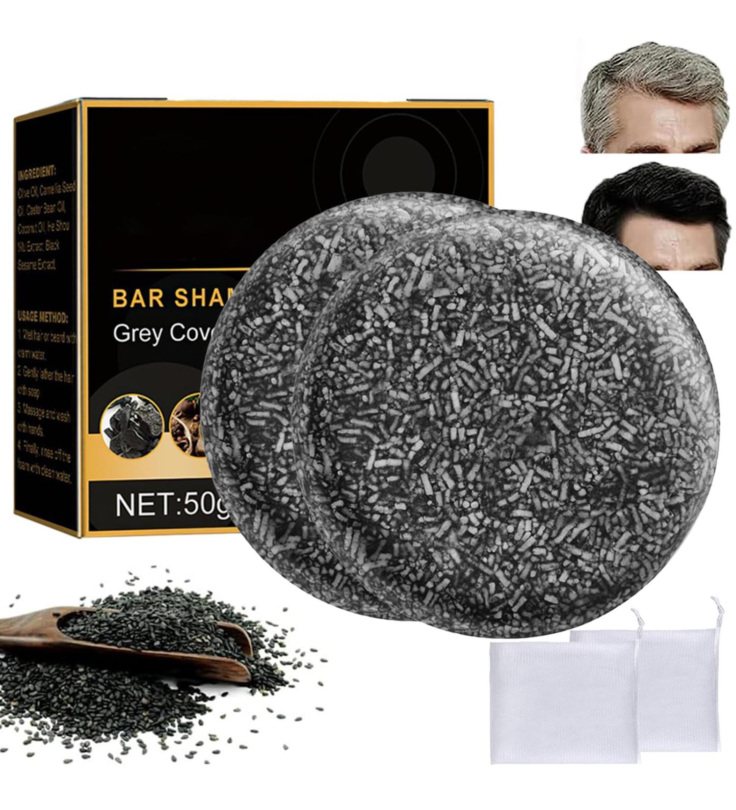 2 Pieces Anti Gray Bar Anti Grey Bar Anti-Gray Bar Anti Gray Bar for Men black soap for deep cleaning hair black soap against gray hair (With Foaming Net 2) - Buy Online on GoSupps.com