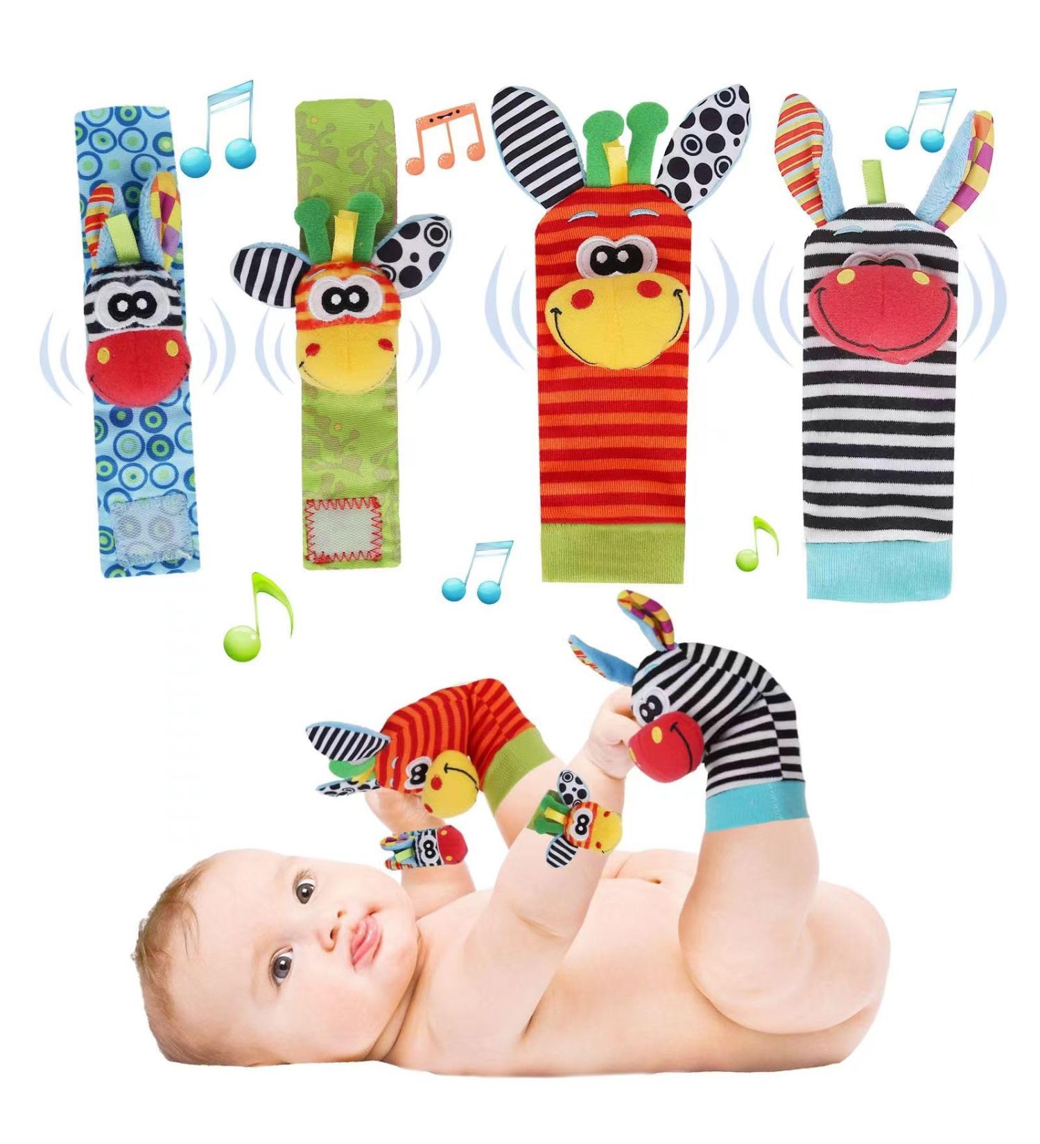 Accevo 4PCs Rattles Baby Socks & Toys | Newborn Early Education Gifts for 0-6 Months | Multicolor Baby Toys for Boys & Girls - Buy Online on GoSupps.com