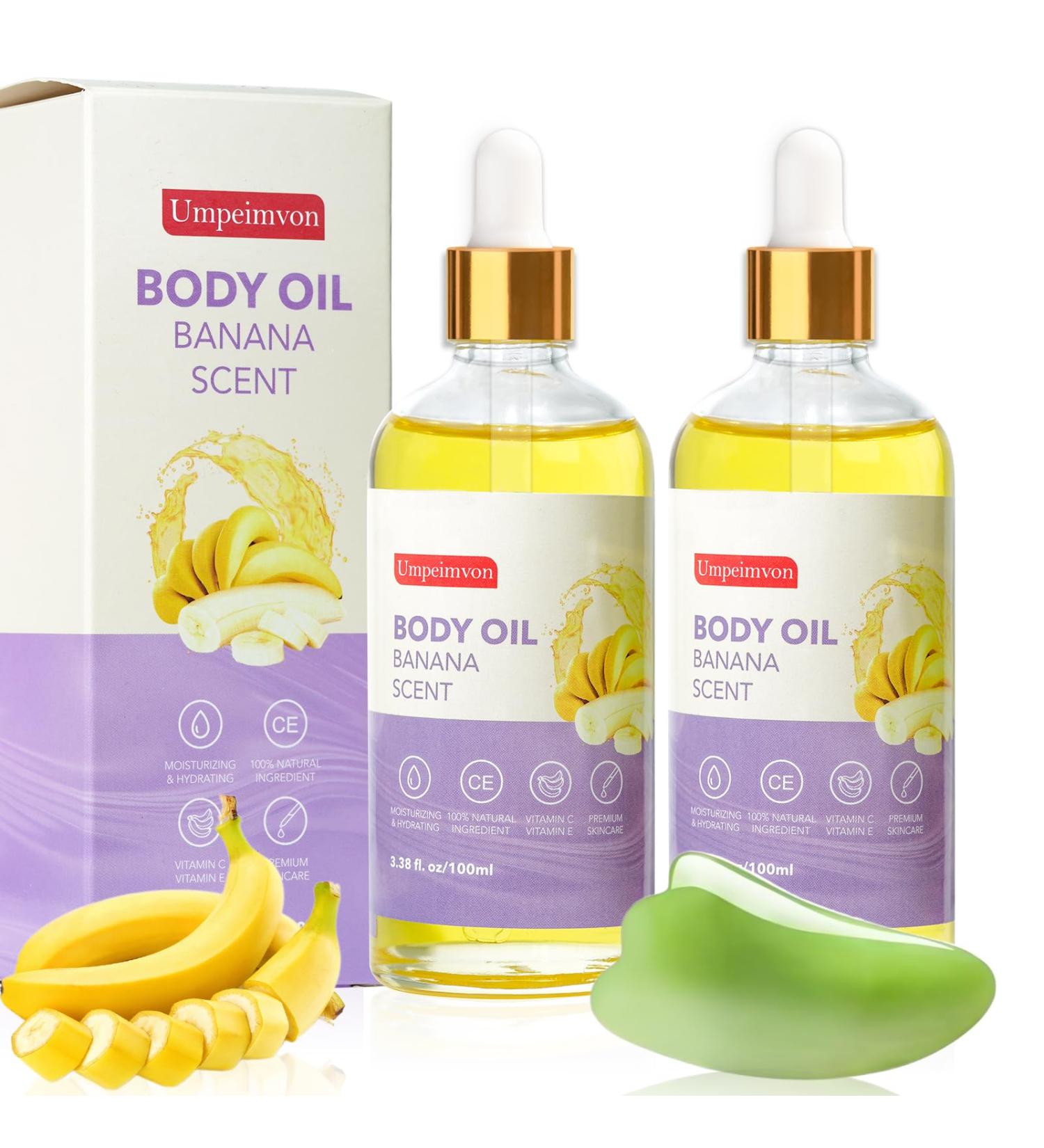 2 Pack Body Banana Juice Oil - Hydrating Vitamin C & E After Shower Moisturizer for Women - International Shipping - Buy Online on GoSupps.com