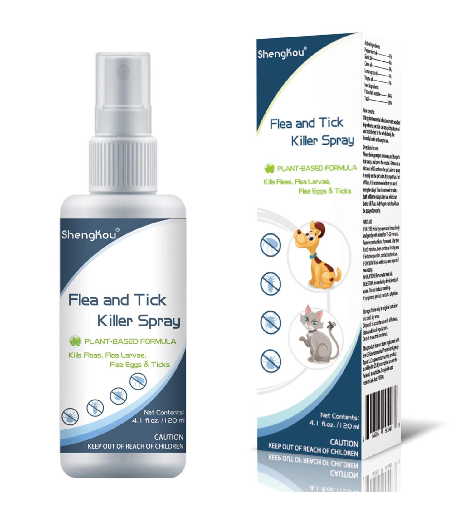 Natural Flea and Tick Spray for Dogs & Cats - Safe for Humans and Pets - Vet's Treatment - Kills Fleas, Ticks, and Insects - Indoor & Outdoor Use - No Powder - Supports Charity - Buy Online on GoSupps.com