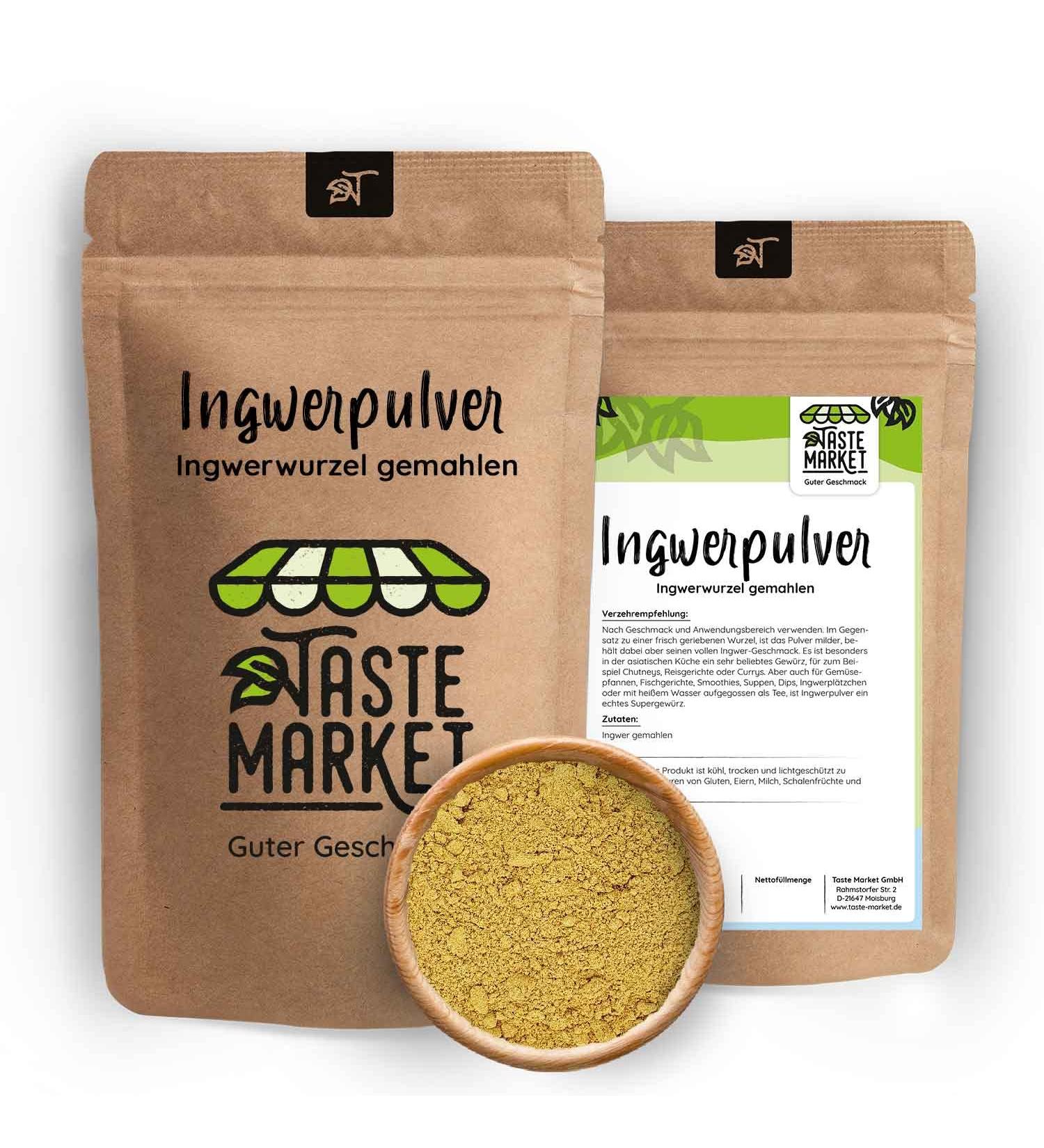  TASTE Guter Geschmack 2 x 100g Ground Ginger Powder | Ing | Ginger Tea | Ground Ginger Root | Spice | Ginger Water 200g - Buy Online on GoSupps.com