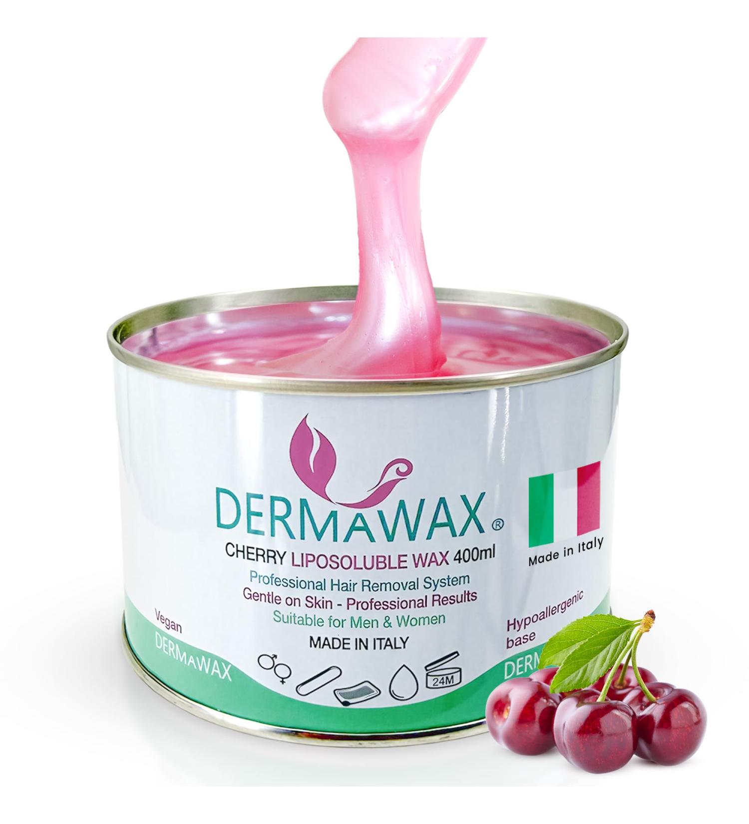 Dermawax Cire Ti de Cerise 400 g Cire d pilation Synth tique Liposoluble avec Bandes Texture Cr meuse Professionnelle pour Jambes Bras Dos & Torse Made in Italy - Buy Online on GoSupps.com