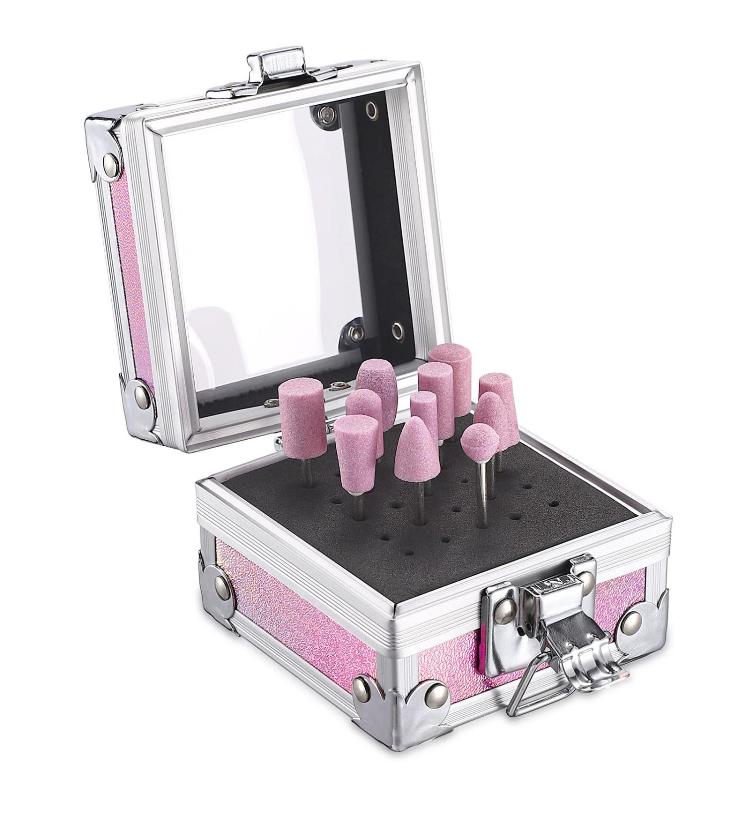 Noverlife Pink Nail Drill Bit Holder Box - 25 Holes Organizer for Professional Manicure Tools - Buy Online on GoSupps.com