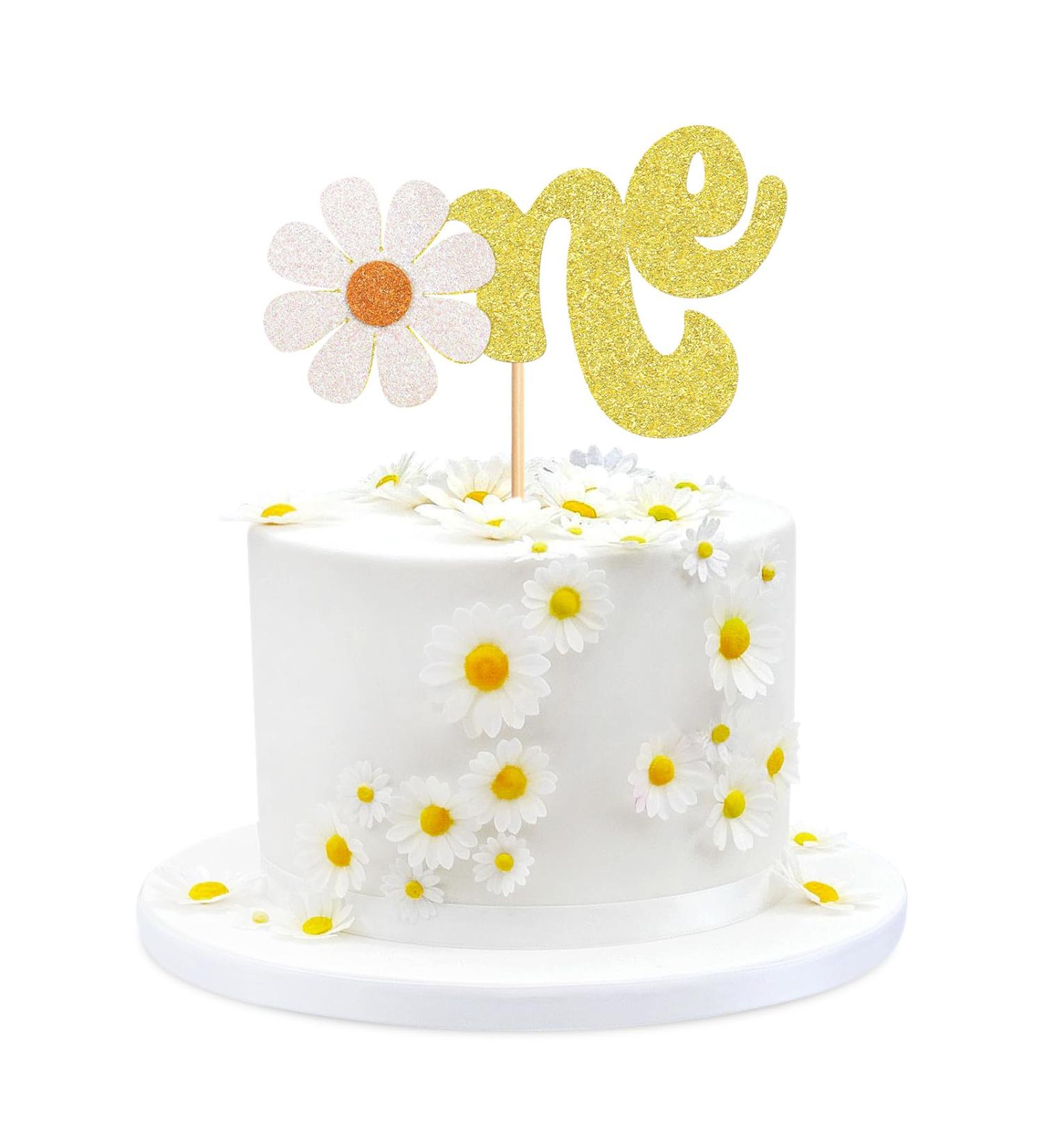 Keaziu 1PCS Daisy One Cake Toppers For 1st Birthday Daisy Birthday Party Decor Boho Groovy Daisy First Birthday One Year Old Baby Shower Hippie Party Favors Supplies 1-2 Gold L1 - Buy Online on GoSupps.com