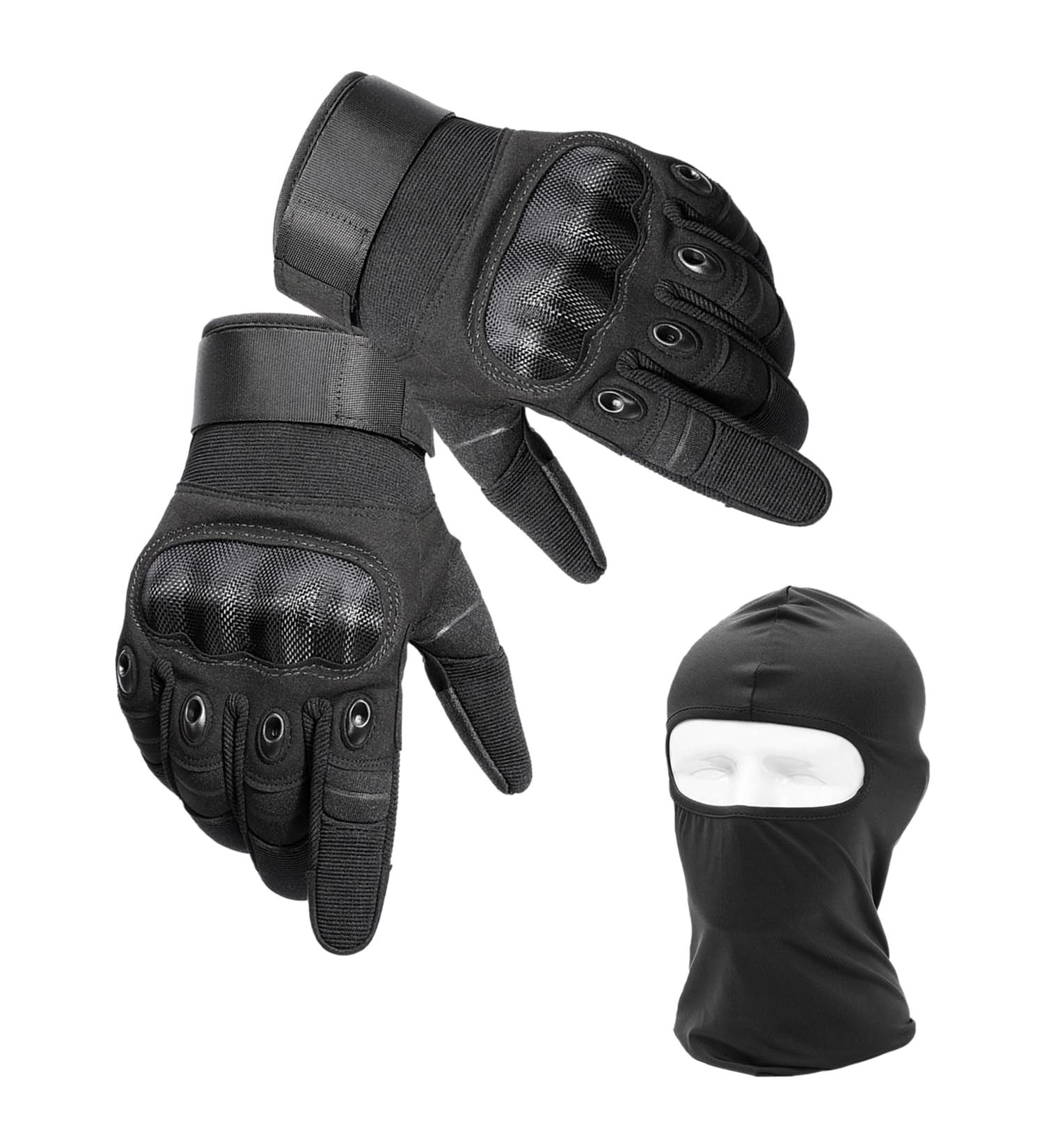 Atbuss Tactical Full Finger Gloves & Black Face Mask | Touchscreen Outdoor Sports Gear for Motorcycling & Training - Buy Online on GoSupps.com
