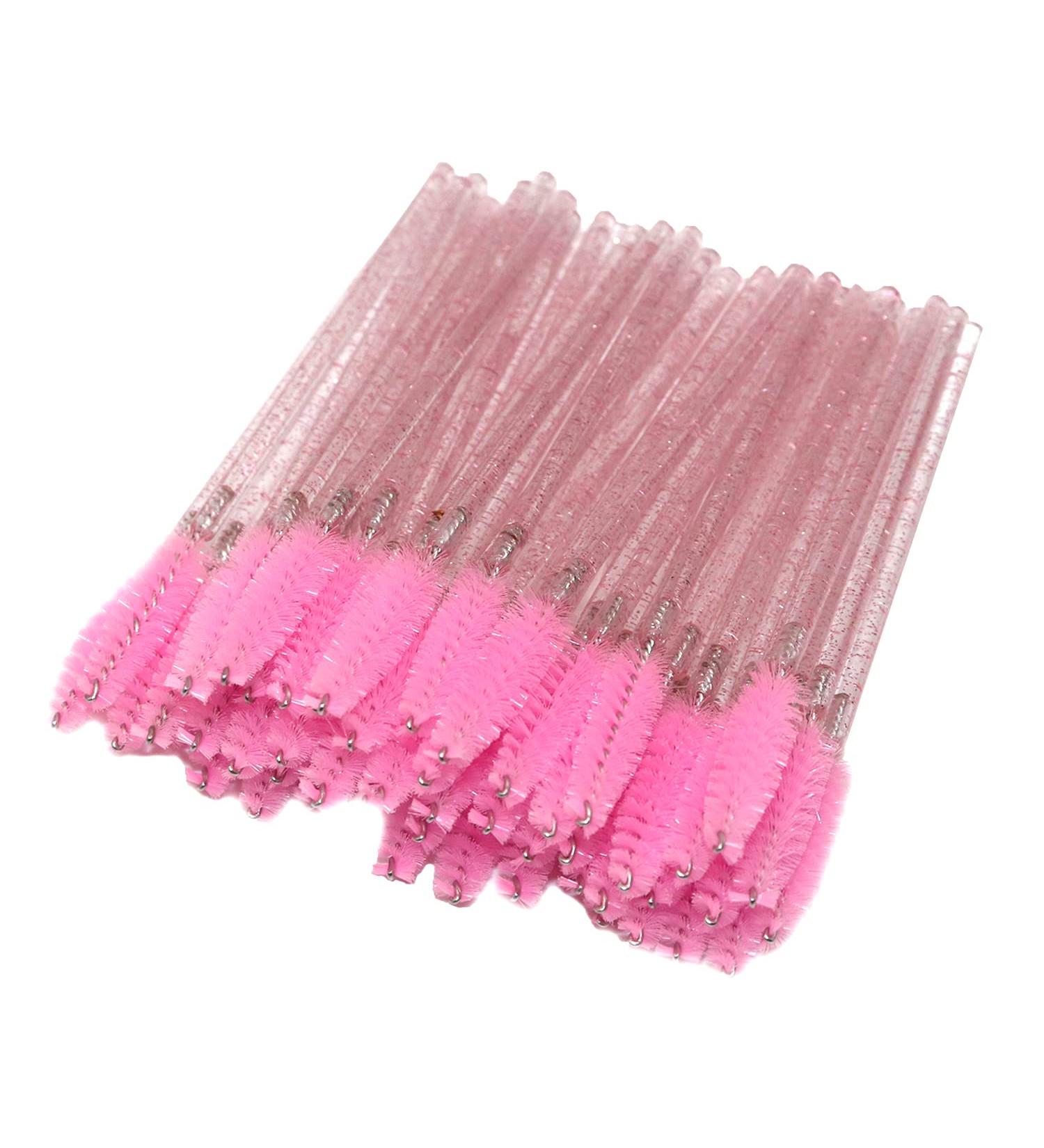 Rofitbest Disposable Crystal Eye Brush Lash Spoolies - 50 PCS Pink Mascara Wands & Eyebrow Brushes - Buy Online on GoSupps.com
