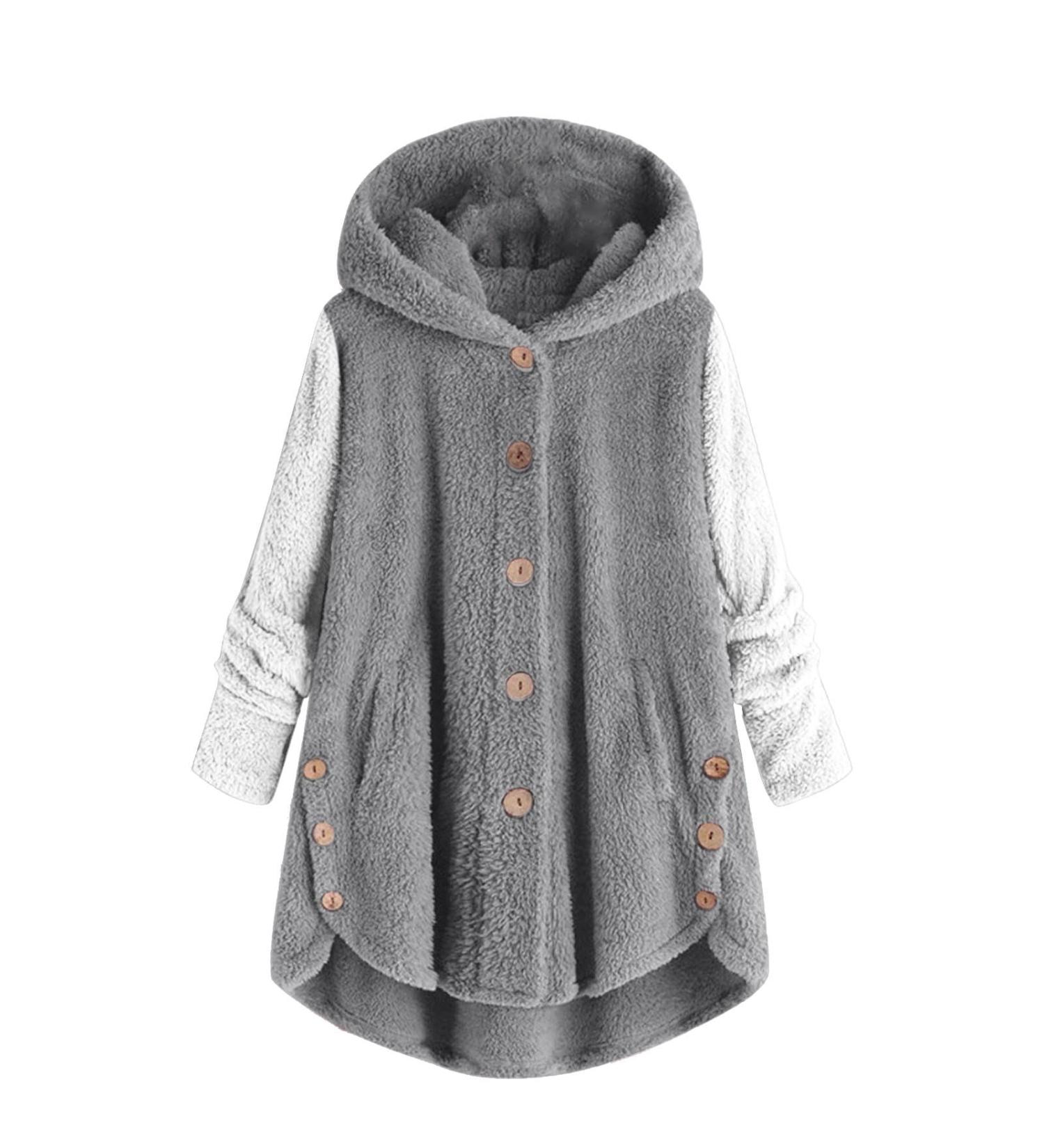 Hanxiulin Women's Fleece Jacket - Plush Cardigan with Long Sleeves & Stand-Up Collar - Breathable Casual Winter Fashion - XL Gray - Buy Online on GoSupps.com