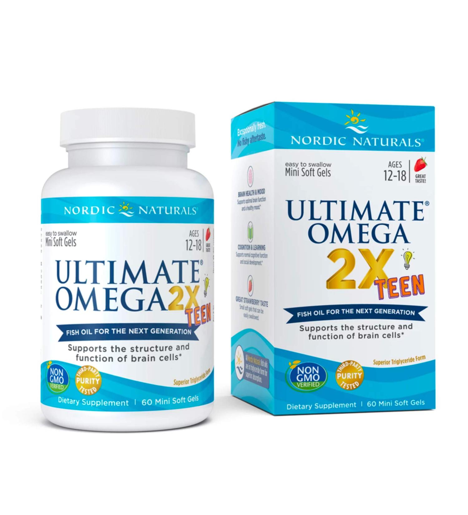 Ultimate Omega 2X for Teens - 60 Soft Gels | Nordic Naturals Strawberry Flavor - Buy Online on GoSupps.com