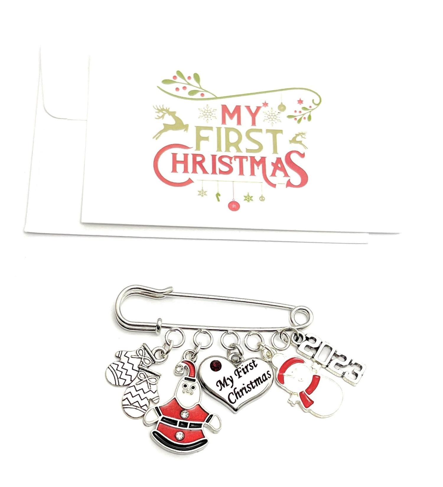 2023 My First Christmas Nappy Pin Keepsake Charms Gift Bag & Card Included - Buy Online on GoSupps.com
