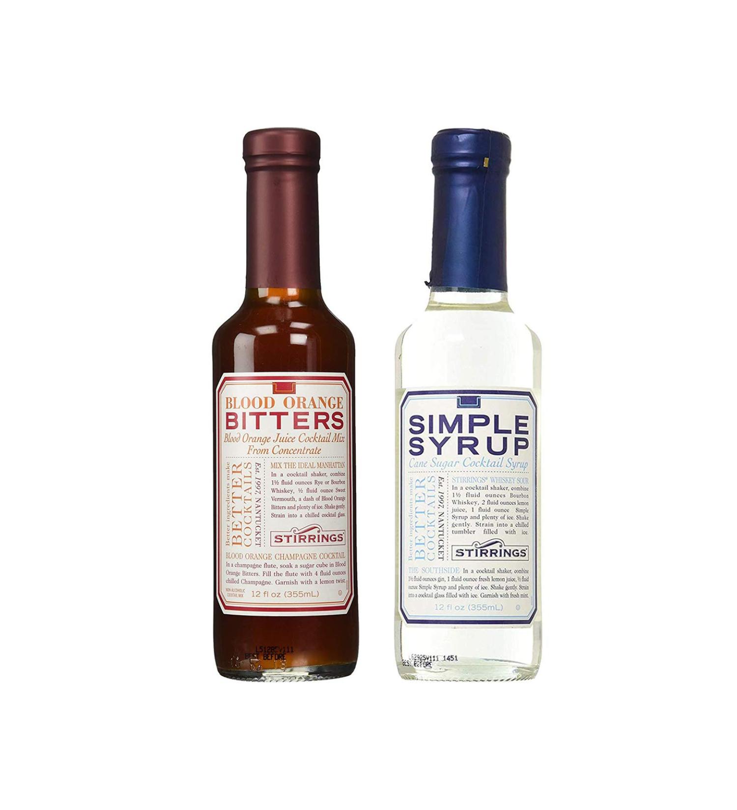 Stirrings Blood Orange Bitters & Simple Syrup Mixer Variety Pack - 12oz Bottle - Buy Online on GoSupps.com
