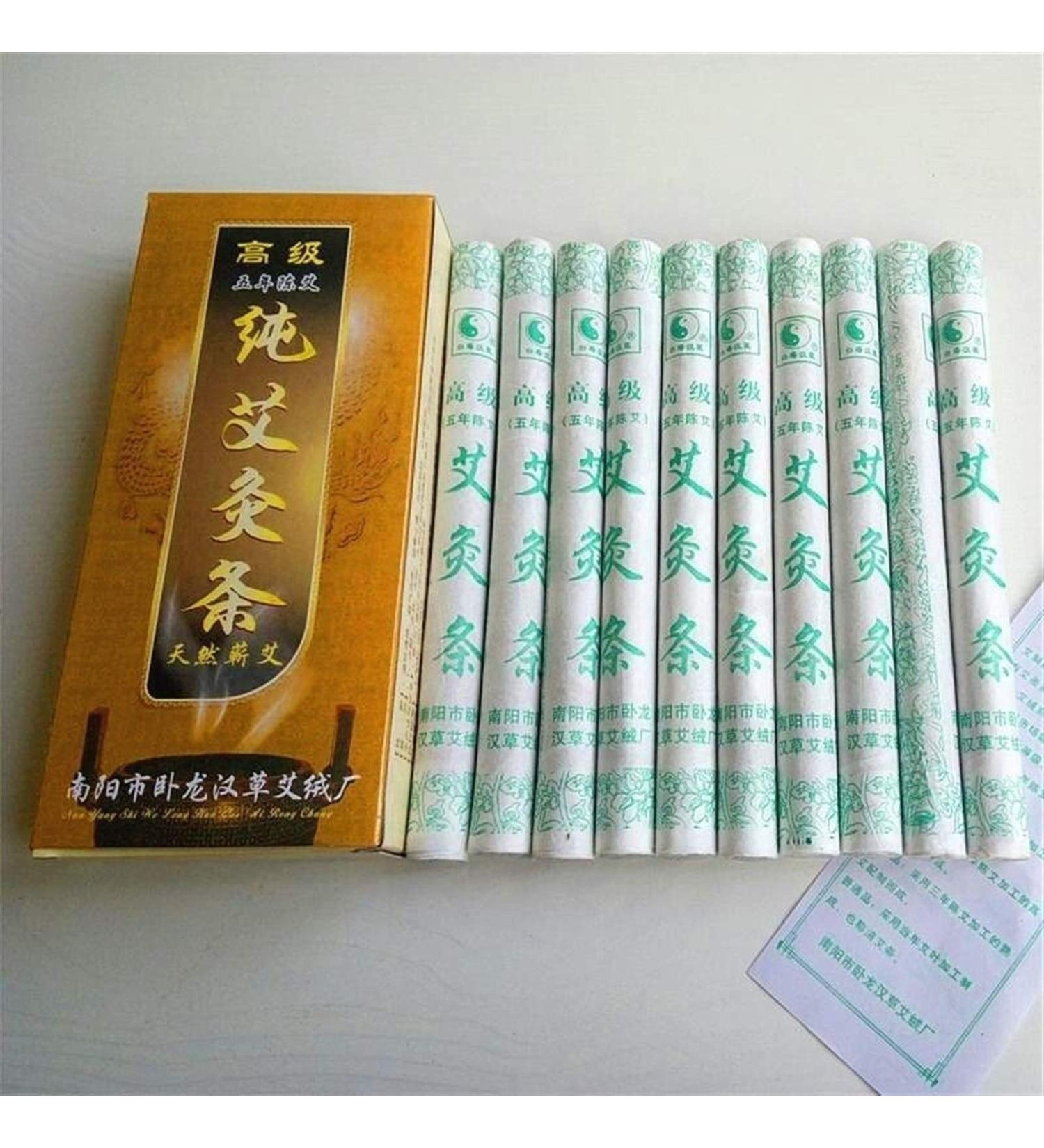 YANHAO Moxa Rolls - 10Pcs Box | Traditional Black & White Moxa Sticks for Moxibustion & Massage - International Shipping Available - Buy Online on GoSupps.com