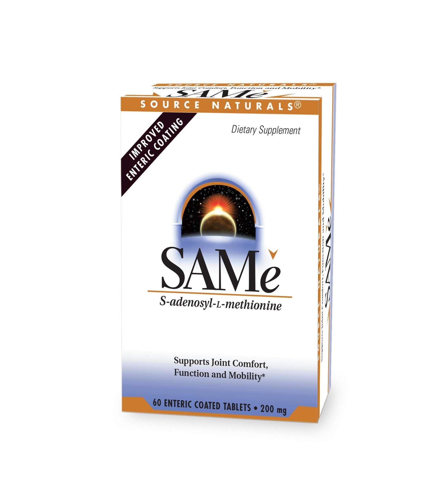 Source Naturals SAMe 200 mg - Enteric Coated Tablets, 60 Count | Mood & Joint Support - Buy Online on GoSupps.com
