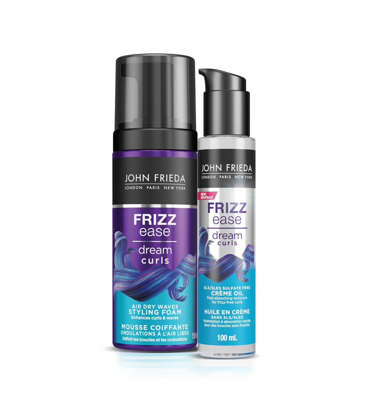 John Frieda Frizz Ease Dream Curls Air Dry Waves Styling Foam & Curl Defining Creme Oil with Rosehip Oil for Frizzy Wavy-Curly Hair (150mL + 100mL) - Buy Online on GoSupps.com