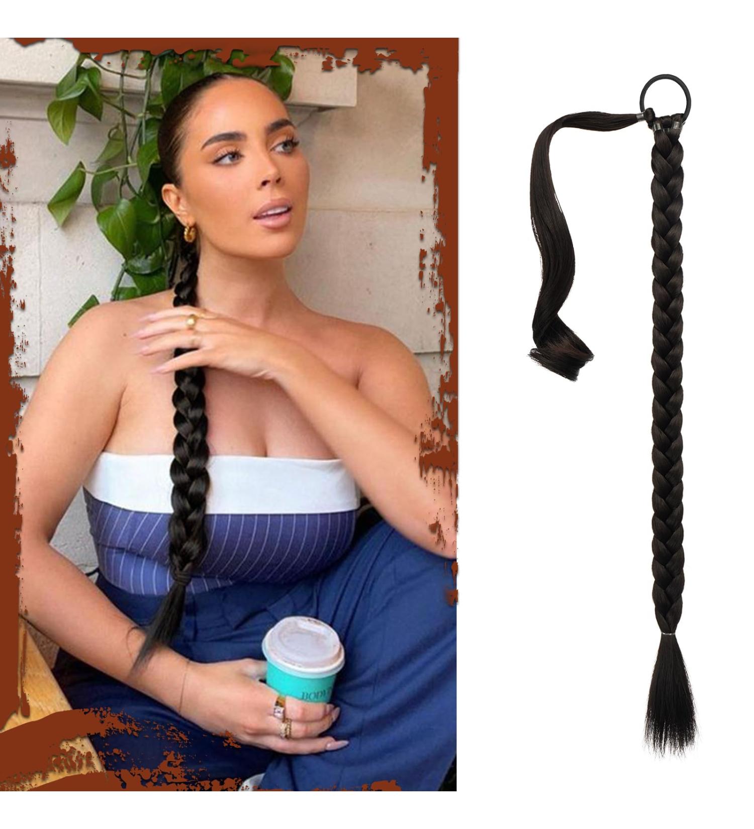 Sofeiyan Long Braid Ponytail Extension with Hair Tie Fluffy Straight Wrap Around Hair Extensions Ponytail Natural Soft Synthetic Braid Hairpieces for Women Daily Wear 26 inch-Dark Brown 26 Inch (Pack of 1) Dark Brown - Buy Online on GoSupps.com