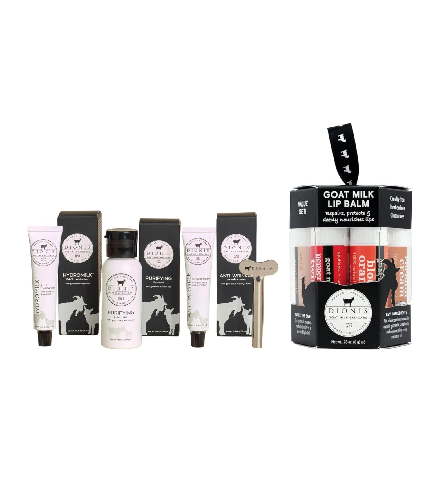 Dionis Goat Milk Skincare Core Collection Starter Set and 6 Pc Lip Balm Ornament 2024 - Buy Online on GoSupps.com