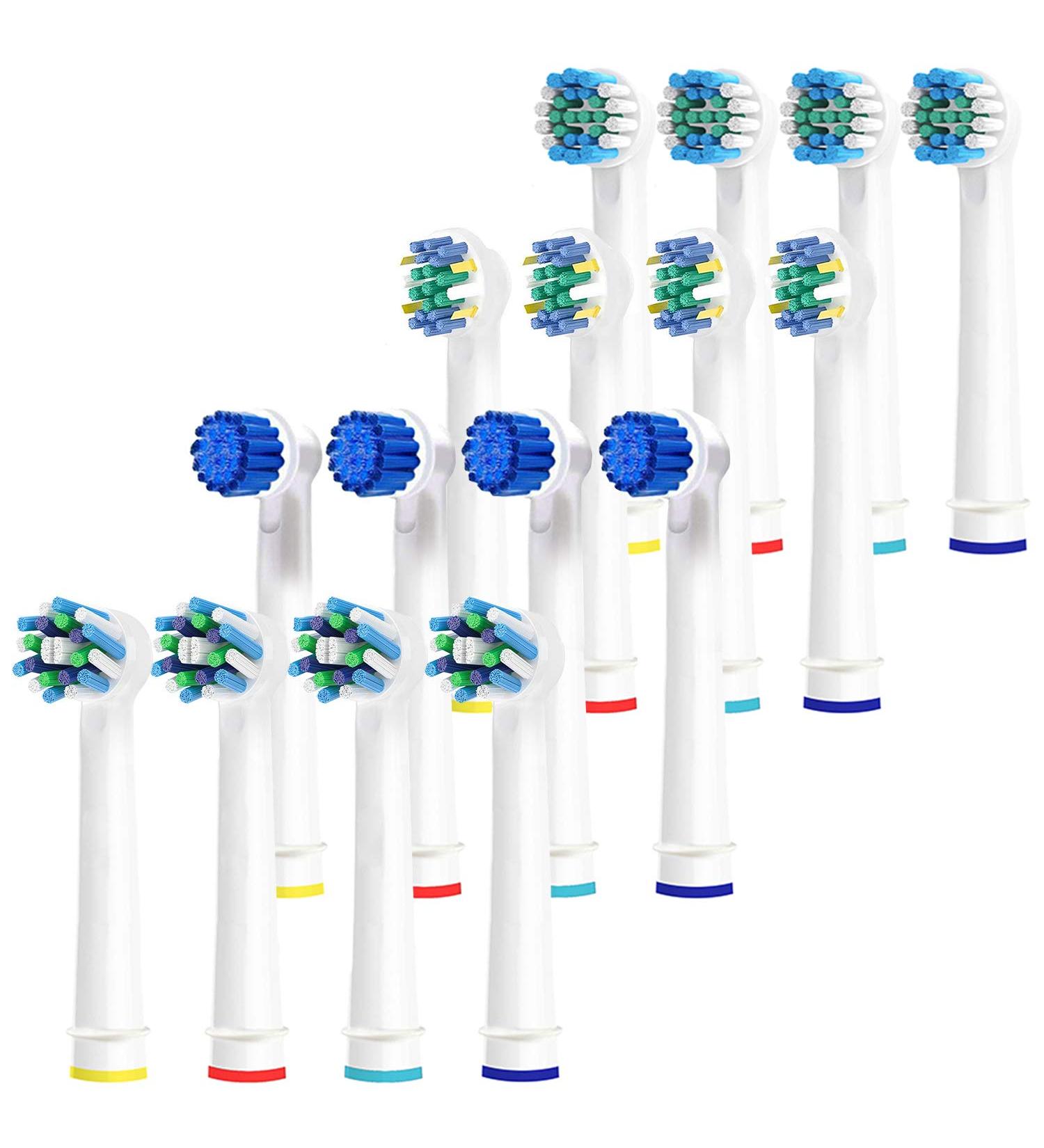 16 Pack Replacement Brush Heads for Electric Toothbrush - Fits Braun Pro 1000 Vitality - Assorted Cross, Floss, Precision, Sensitive - Buy Online on GoSupps.com
