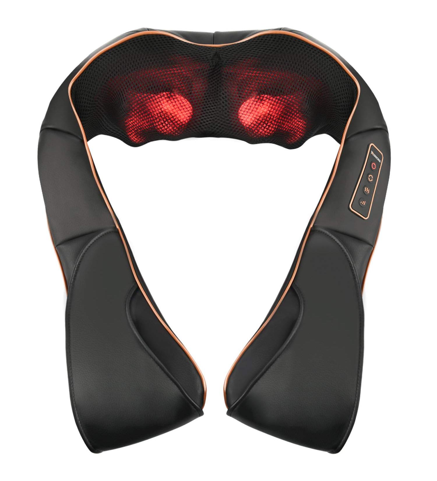Shiatsu Neck & Shoulder Massage Device with Heat 3D Deep Tissue Massager for Home Office & Car Adjustable Speeds - Buy Online on GoSupps.com