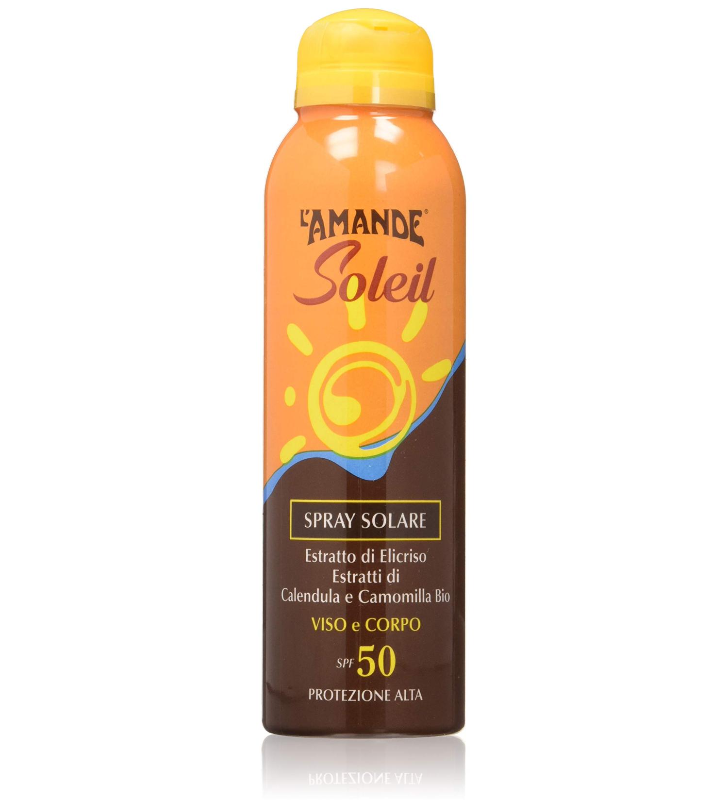  L'Amande ALMOND - Sunscreen for face and body 50 spray with vitamin C sun protection for children and adults with chamomile moisturizing against sunburn - Sun 150 ml - Buy Online on GoSupps.com