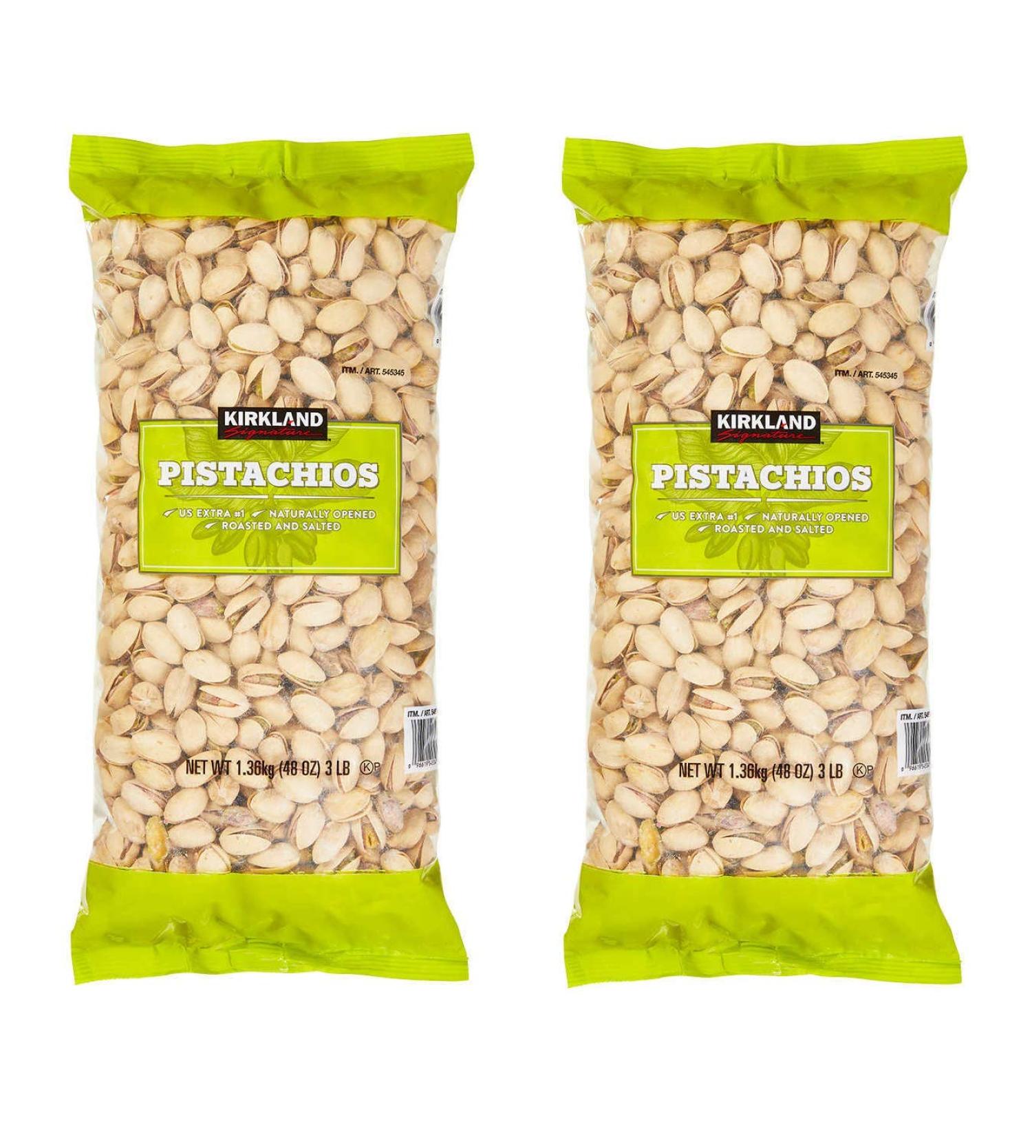 Kirkland Signature California In-Shell Roasted & Salted Pistachios: 2 Pack (6 lbs) Roasted and Salted 3 Pound (Pack of 2)