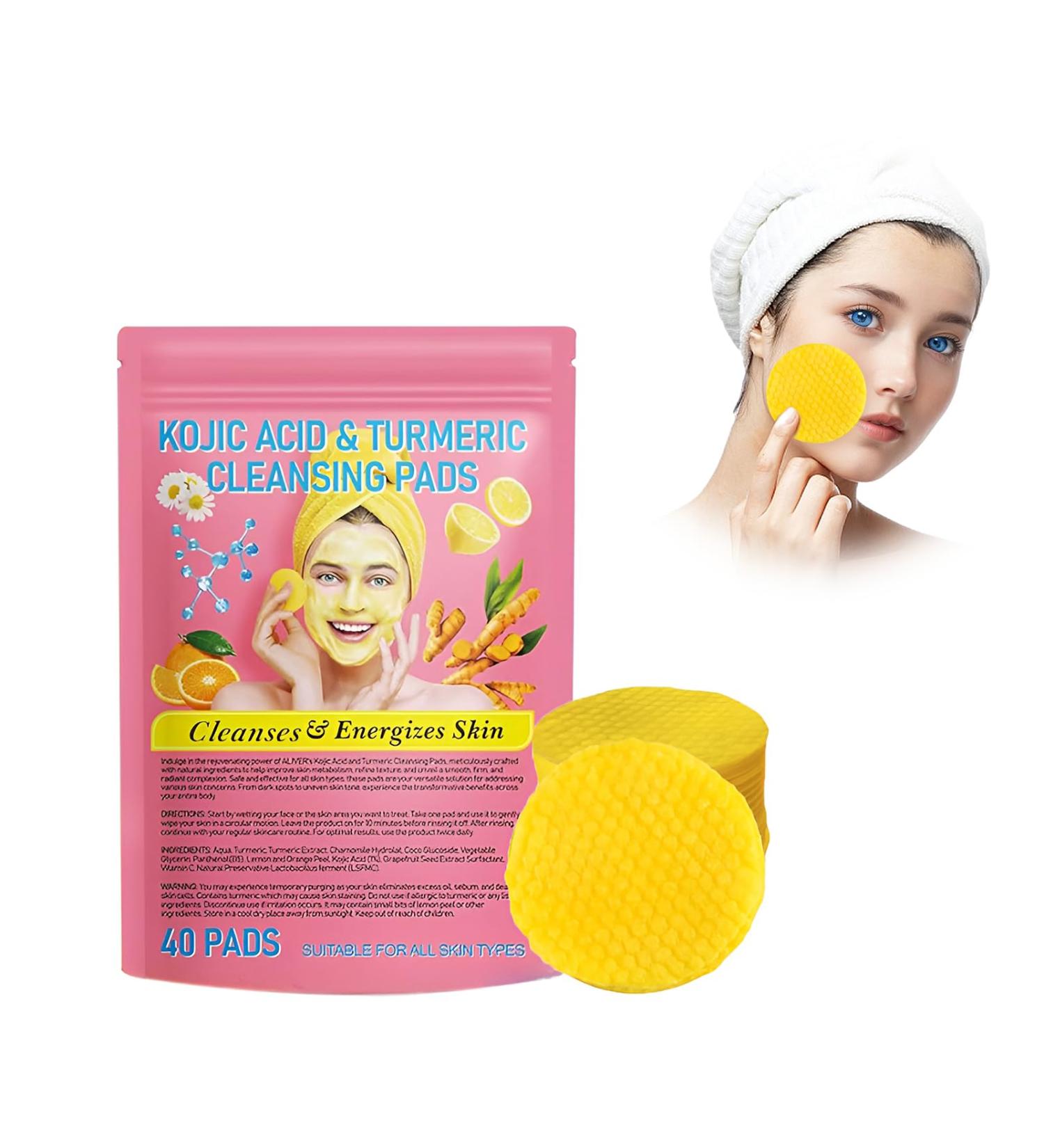 Turmeric Kojic Acid Cleansing Pads - Brightening & Exfoliating Face Pads for Dark Spots (40pcs) | 2024 New Glow Renewal Formula - Buy Online on GoSupps.com
