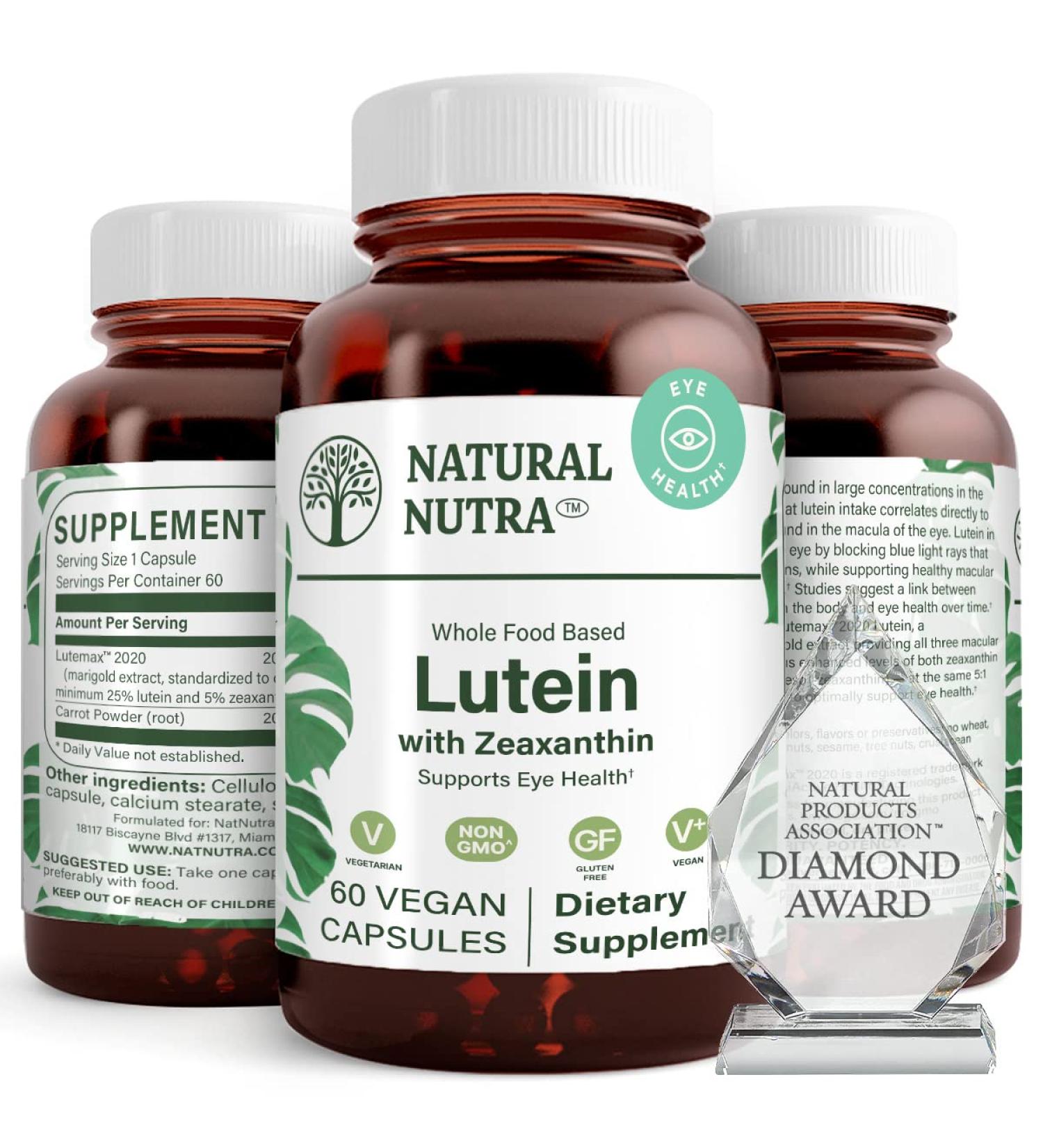 Natural Nutra Lutein and Zeaxanthin Supplement Helps to Maintain Vision Health & Eye Health Protects Cell in Eyes Gluten Free Enhanced Level of Zeaxanthin & Isomers Soy Free 20mg - 60 Capsules 60 Count (Pack of 1) - Buy Online on GoSupps.com