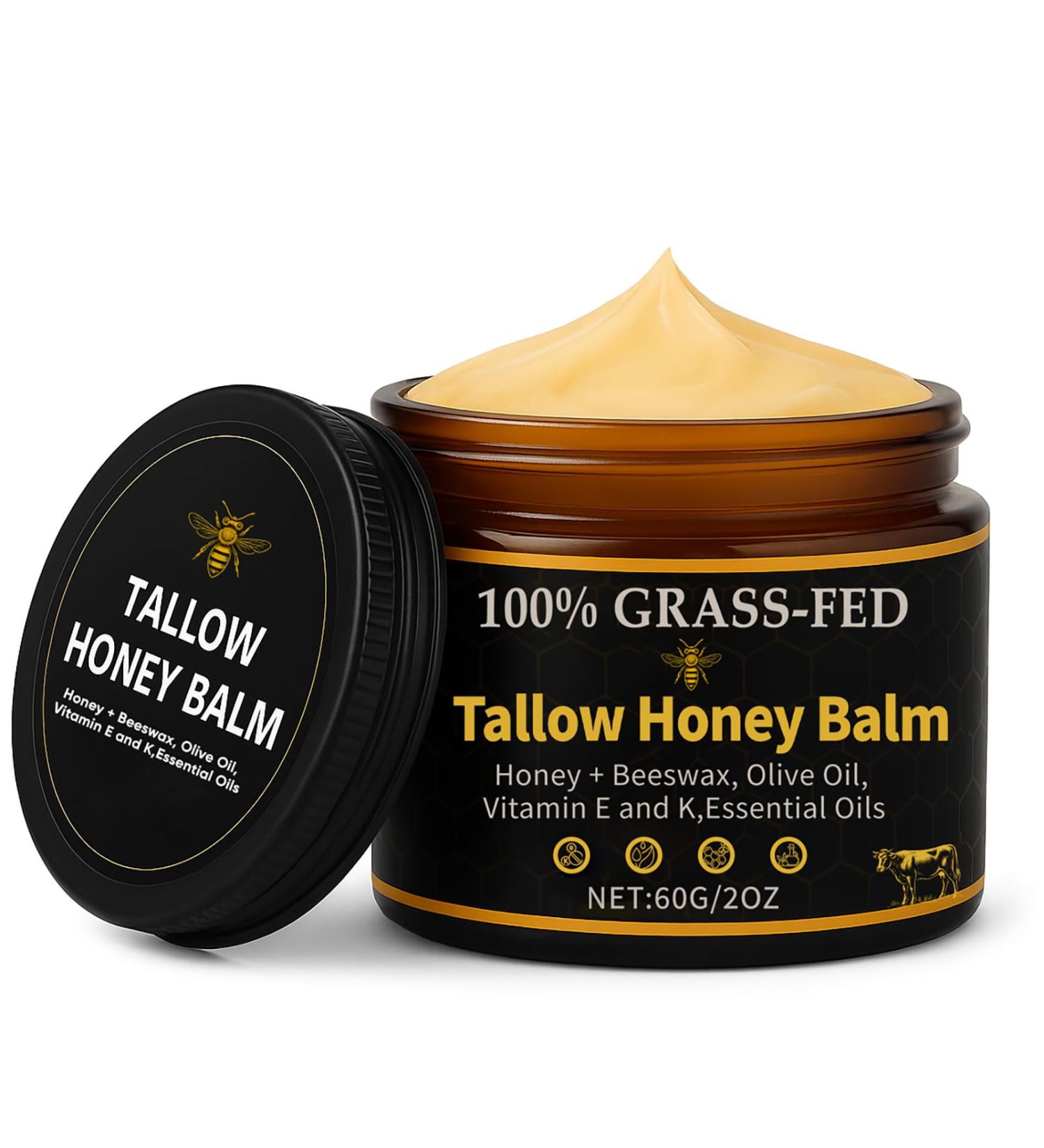WNOHIQ Beef Tallow for Skin Organic Grass-Fed Beef Tallow Balm Tallow and Honey Balm with Raw Honey Olive Oil - Body & Face Moisturizer Soothes and nourishes for Dry & Sensitive Skin - Buy Online on GoSupps.com