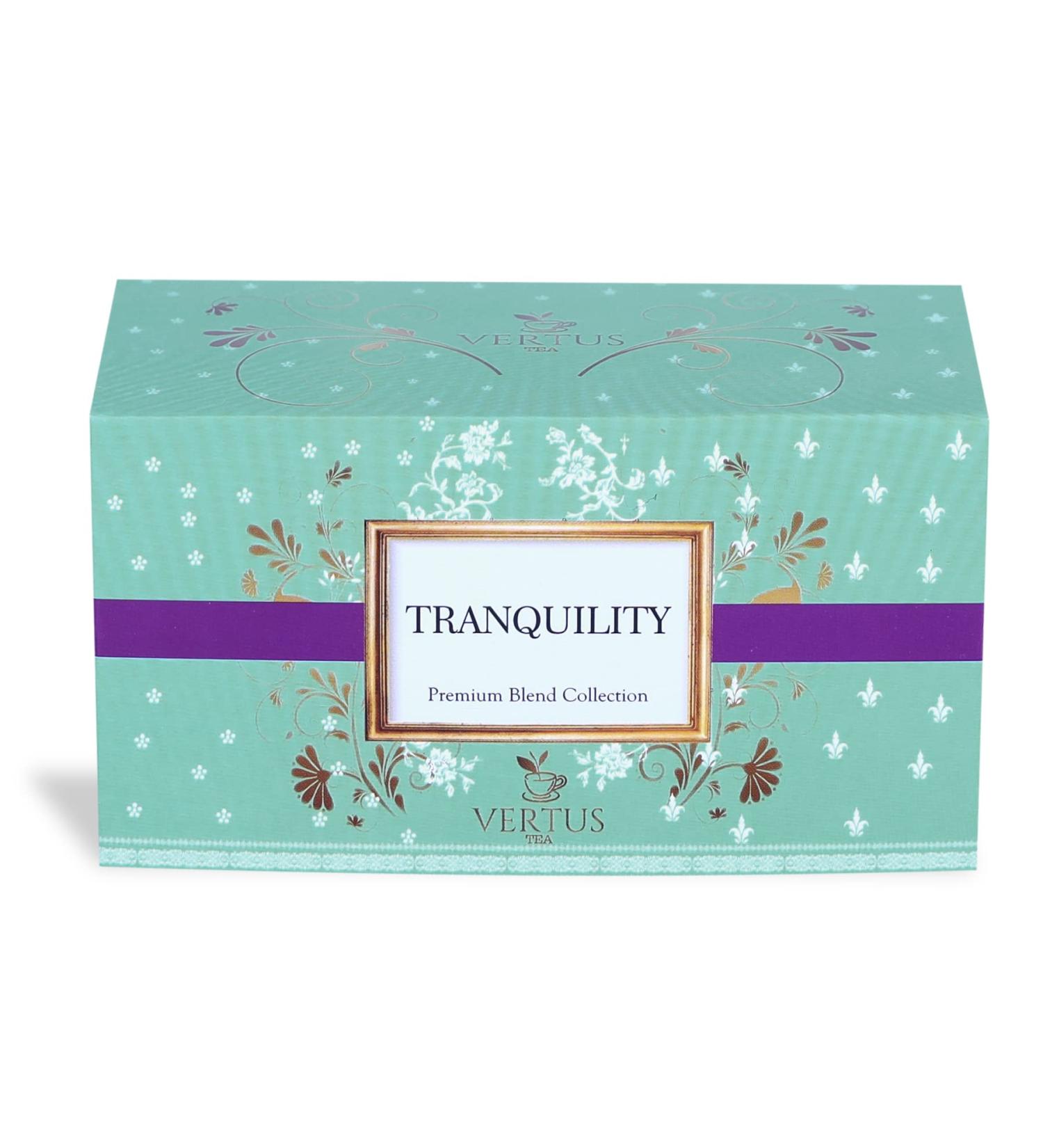 VERTUS TEA TRANQUILITY Hibiscus Teabags For Stress Relief | Lavender Hibiscus Sahatavri Blue Corn flower St John's-wort Bergamot Extract | 25 UNITS | Premium Blend | Kangra Tea - Buy Online on GoSupps.com