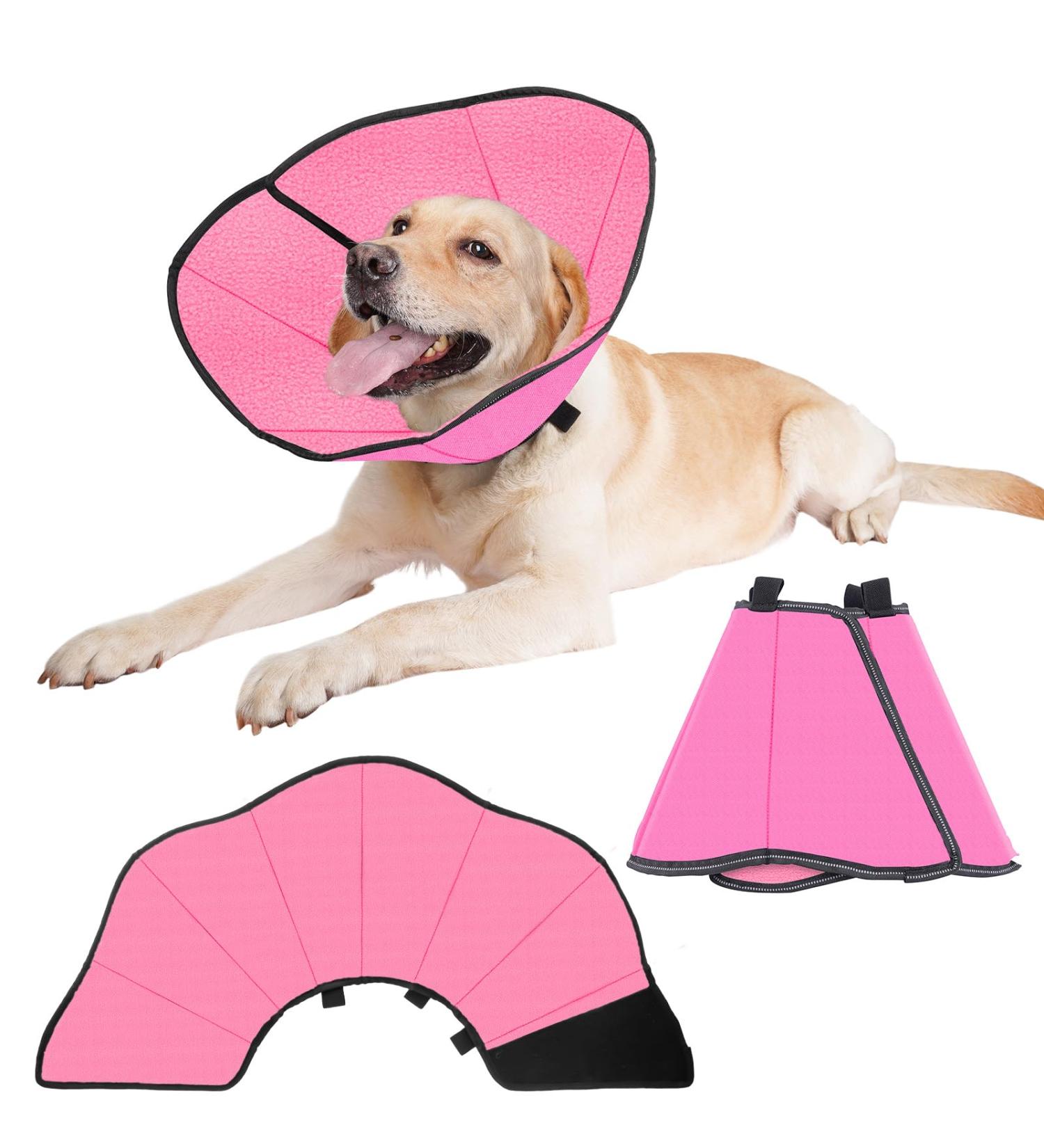 Roll Ruff Adjustable Dog Leak Protection Collar - Soft Breathable Pink & Rose Red Neck Band for Small Pets | Eco-Friendly & Comfortable - Buy Online on GoSupps.com