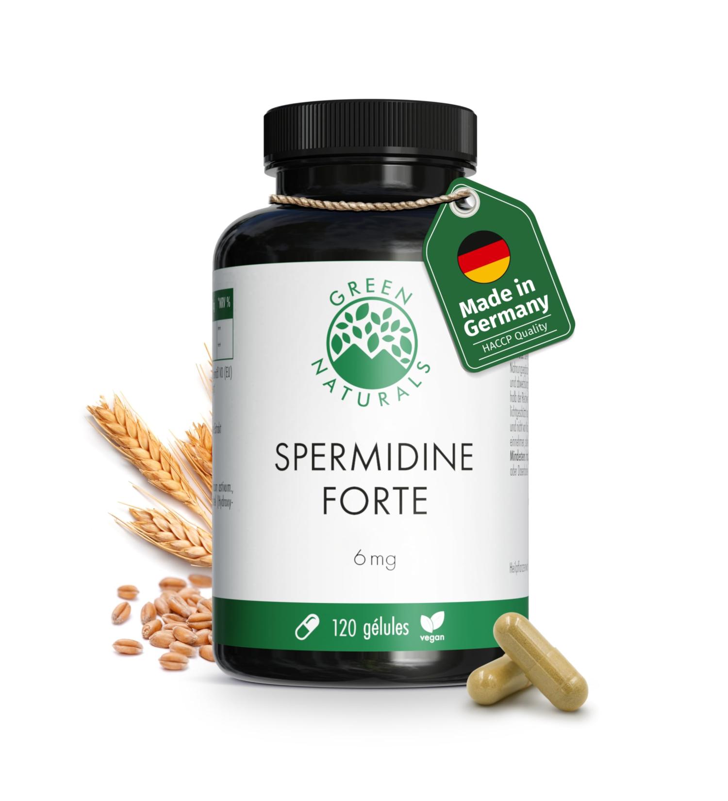 Spermidine Forte Hautement dos : 6 mg par capsule d'extrait de germe de bl Test en laboratoire 120 g lules Green Naturals  - Buy Online on GoSupps.com