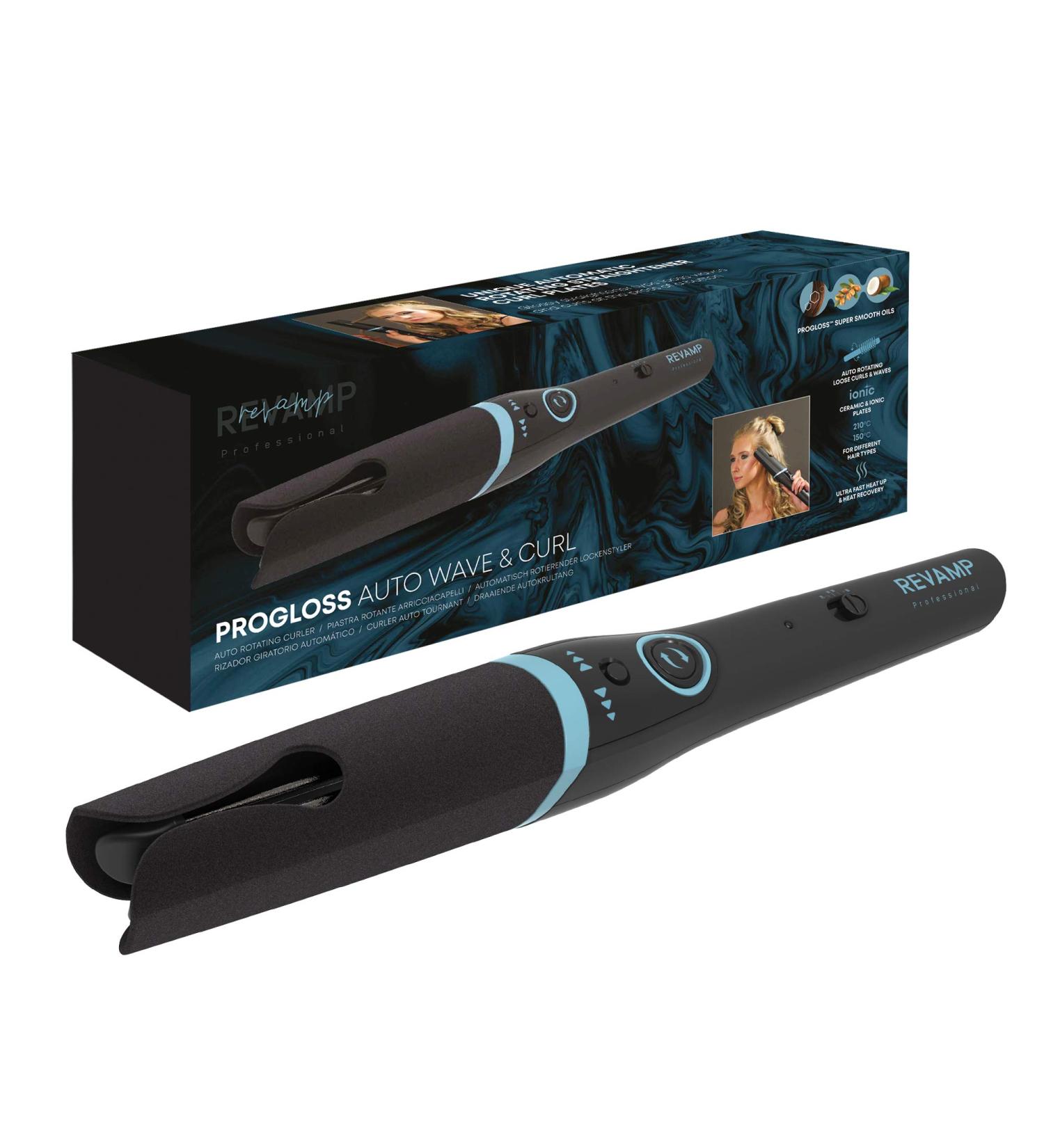 Revamp ProGloss Auto Wave & Curl - Automatic Curling Iron for Large & Small Curls with Ion Technology Temperature Control & Auto Shut-Off - Black - Buy Online on GoSupps.com