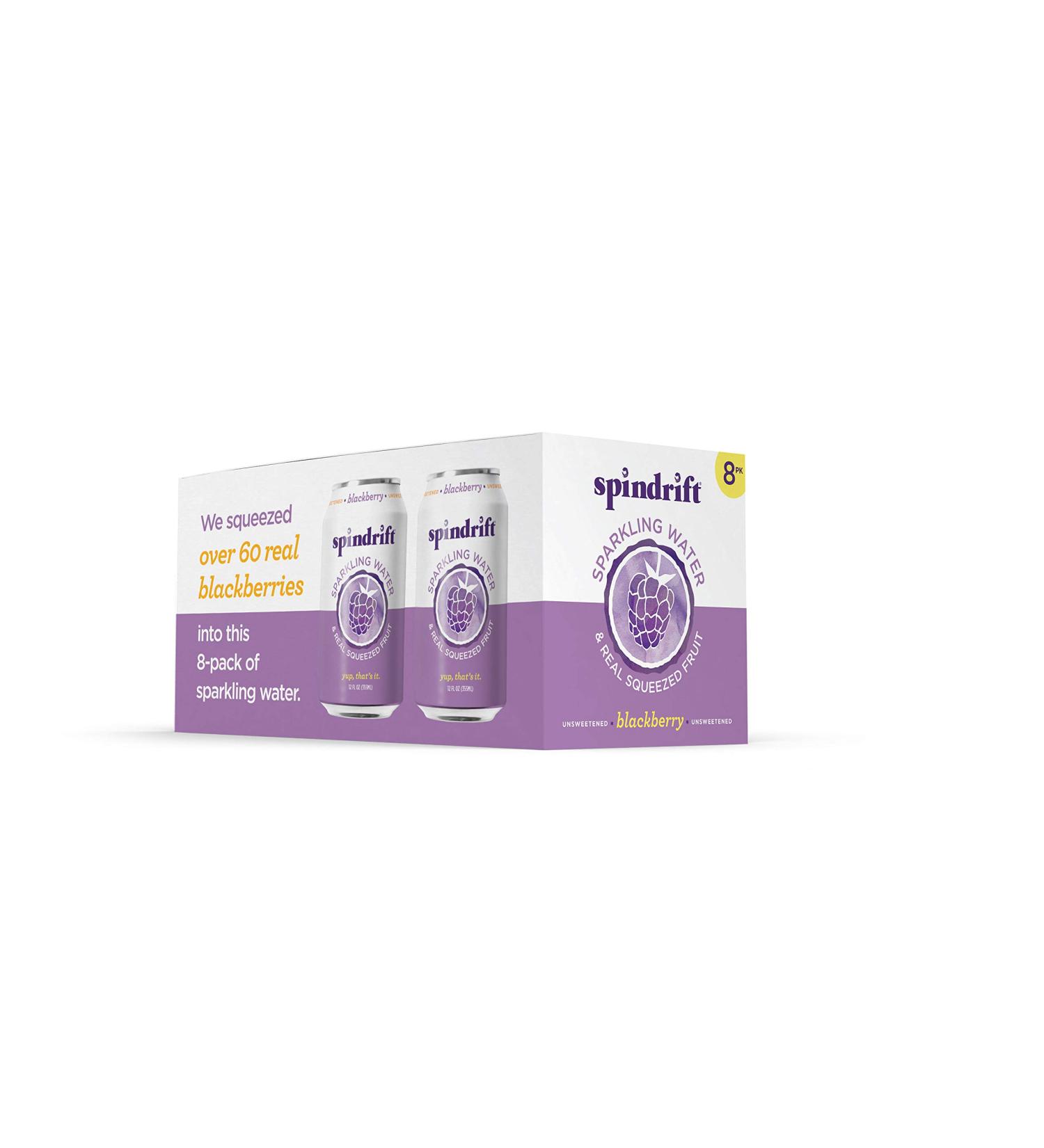 Spindrift Sparkling Water, Blackberry, 8 Count (Pack of 3)