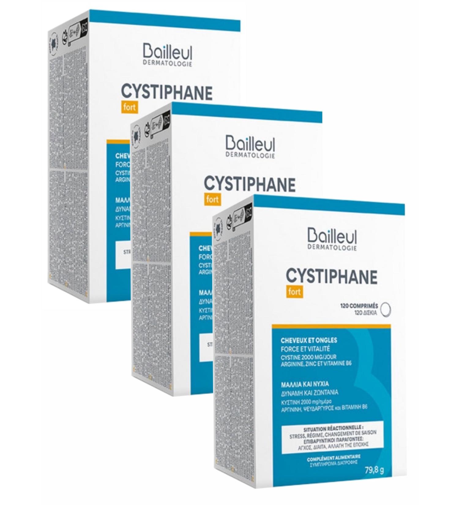 Bailleul Cystiphane Fort Compl ment alimentaire Cheveux & Ongles Force & Vitalit R sistance du cheveu Chute de cheveux r actionnelles - Lot de 3 Boites de120 comprim s (3) - Buy Online on GoSupps.com