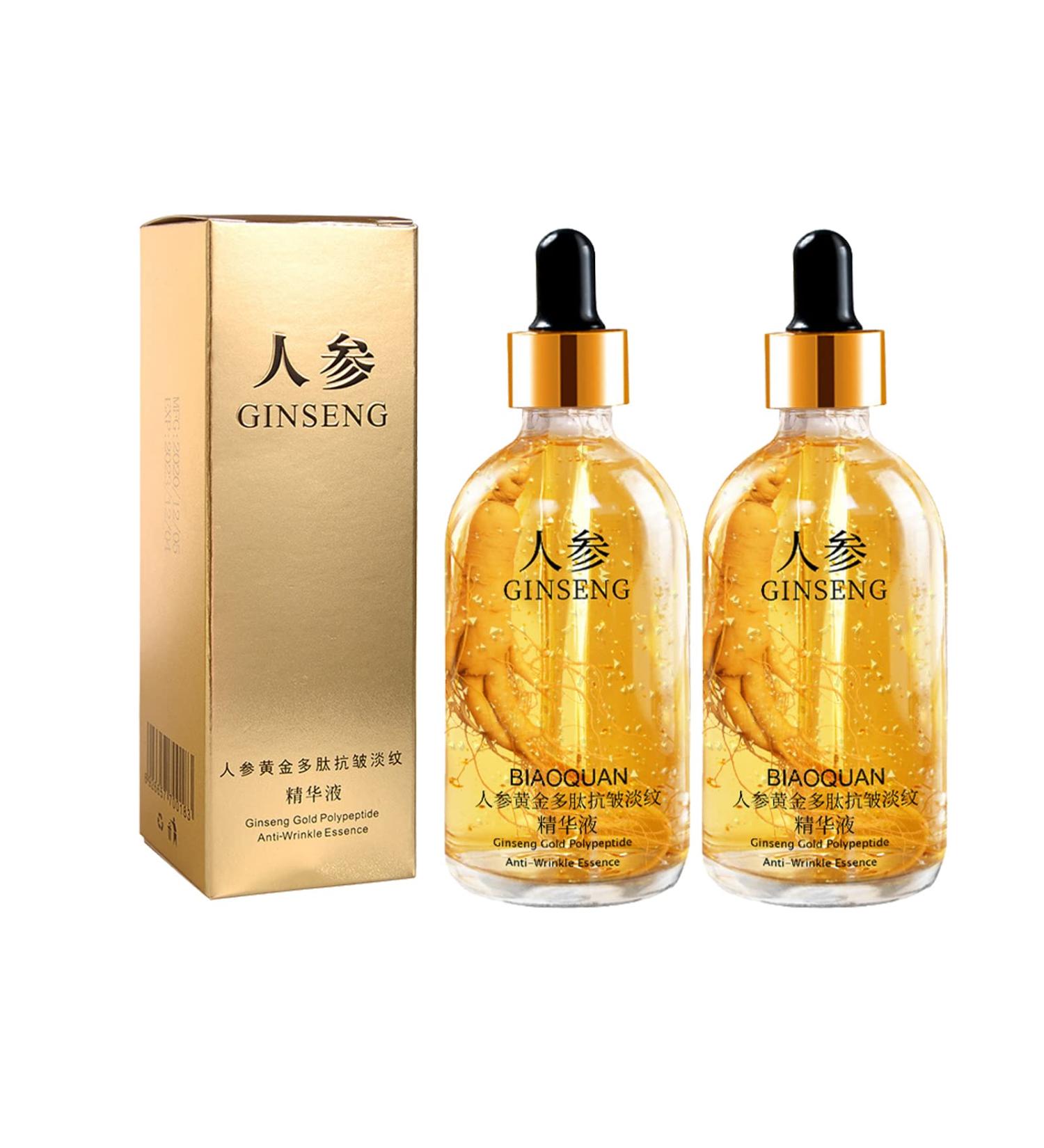 Ginseng Gold Polypeptide Anti-Ageing Essence Ginseng Serum-Ginseng Anti-Wrinkle Essence Ginseng Anti Ageing Serum For Tightening Sagging Skin Reduce Fine Lines (2PCS) - Buy Online on GoSupps.com