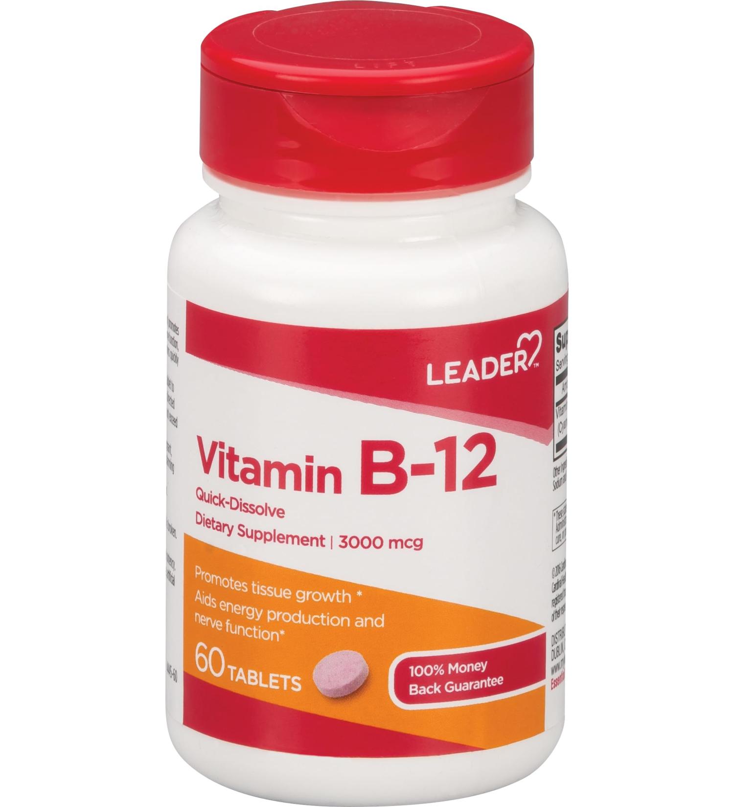 LEADER Vitamin B-12 3000Mcg 60 Tablets per Bottle (11 Pack) - Buy Online on GoSupps.com