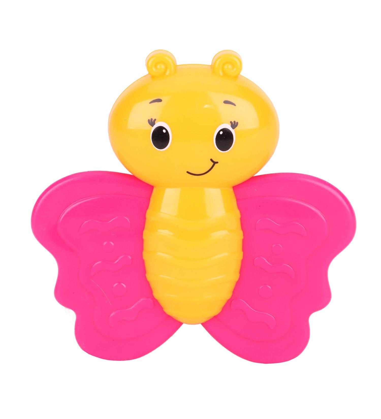 Toyland Baby and Toddler Teething Toys - Various Designs - 3m+ (BUTTERFLY PINK/ORANGE)