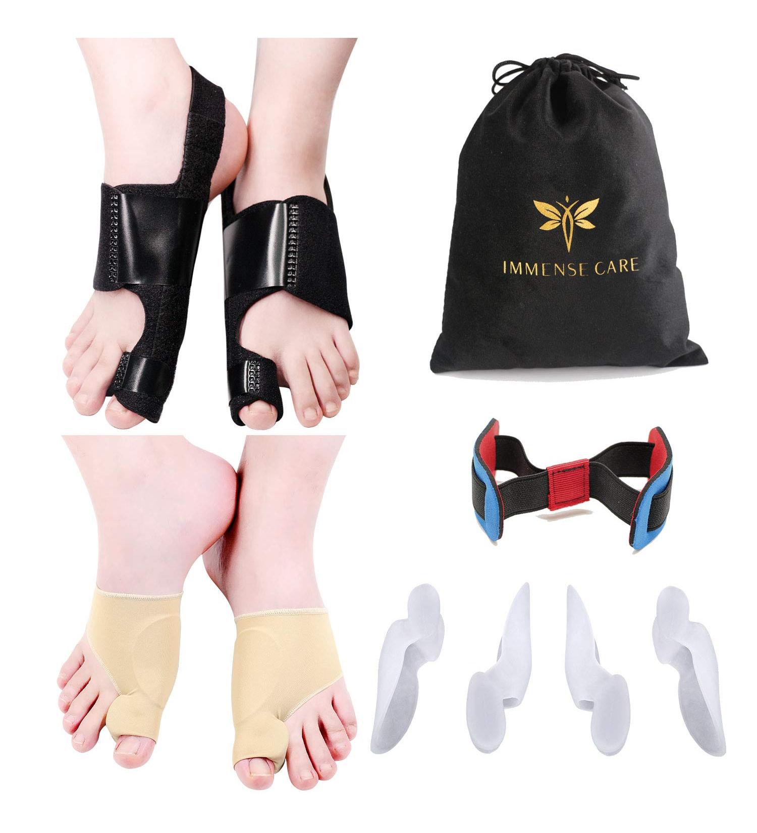 Bunion Corrector Kit for Women and Men - Orthopedic Splint & Protector with Bunion Pads and Toe Exercise Strap - 9 Pieces - Buy Online on GoSupps.com