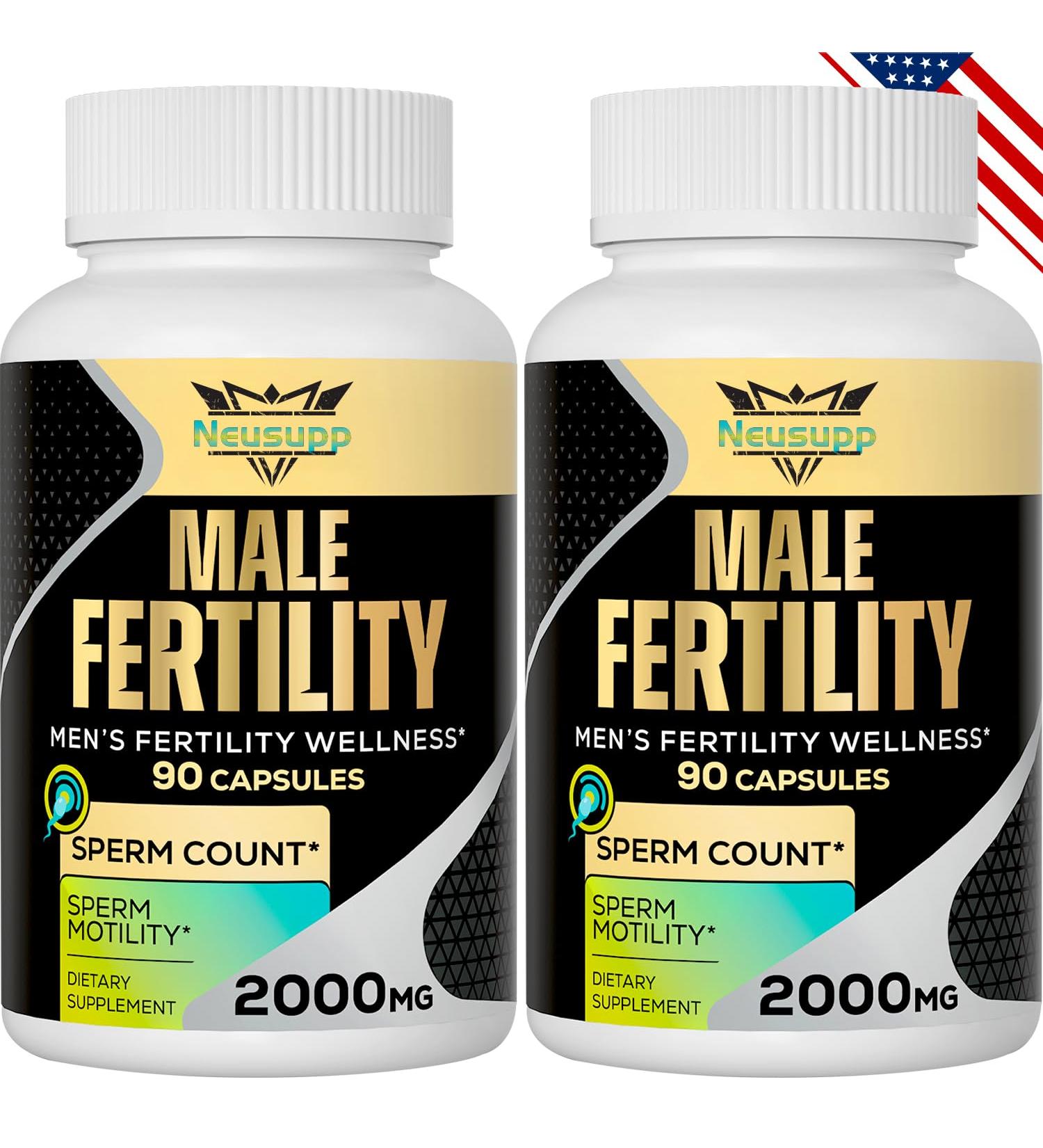 Fertility Supplements for Men - Optimal Male Prenatal Vitamins for Sperm Count & Strength | 2000MG with Maca Root Zinc & Folate - 2 Months Supply (90 Count Pack of 2 - Buy Online on GoSupps.com