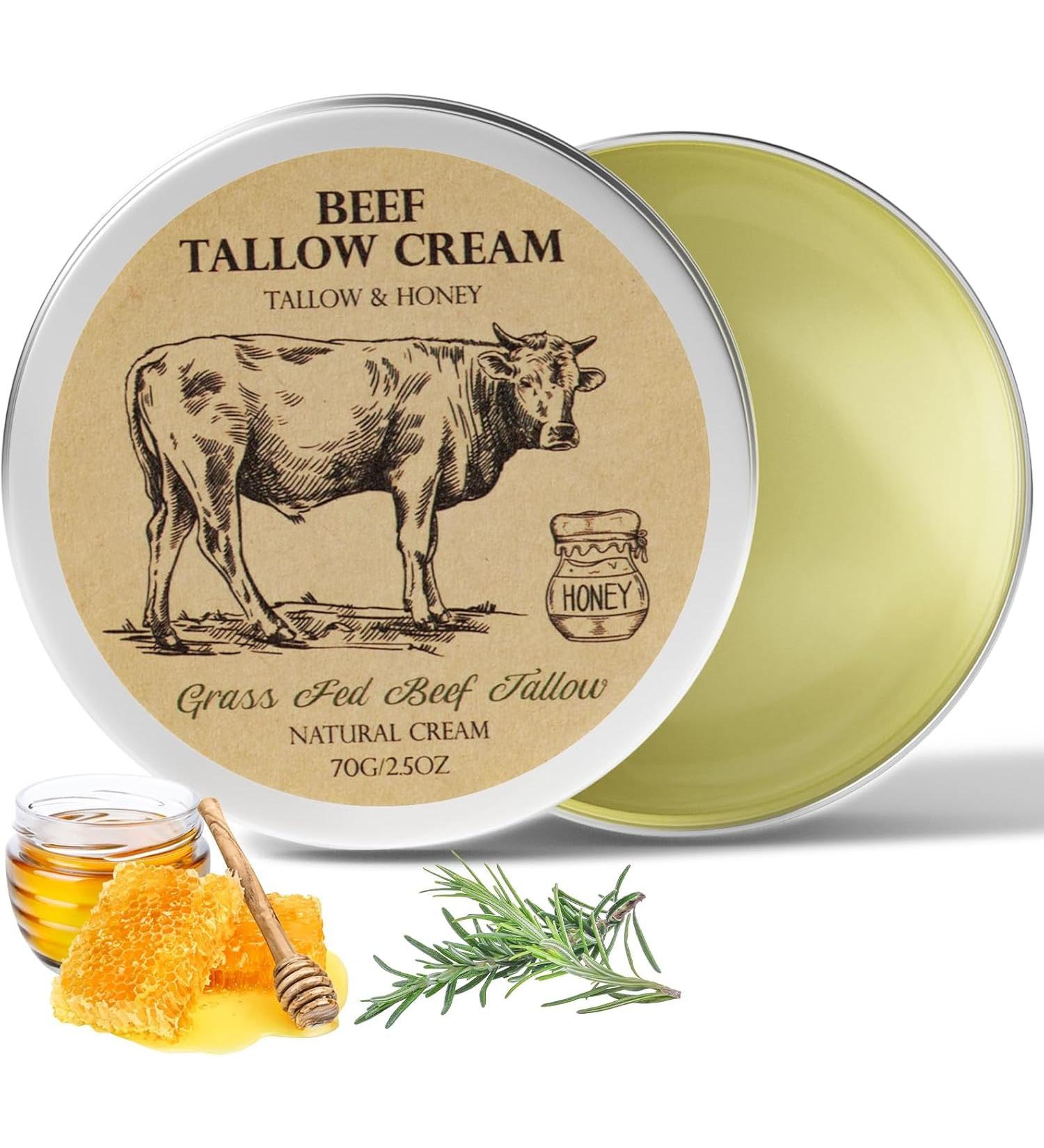 Beef Tallow for Skin Tallow and Honey Cream Tallow Face Moisturizer Natural Grass-Fed Beef Tallow Balm with Raw Honey Moisturizing Cream for Body Lotion Skin Care for Skin (2.47 Oz) 2.5 Ounce (Pack of 1) - Buy Online on GoSupps.com