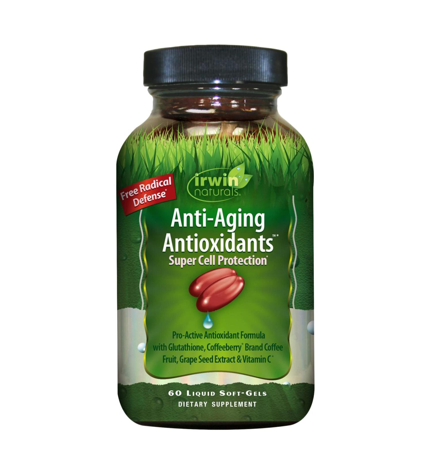 Irwin Naturals Anti-Aging Antioxidants - 60 Liquid Soft-Gels for Healthy Aging - Buy Online on GoSupps.com