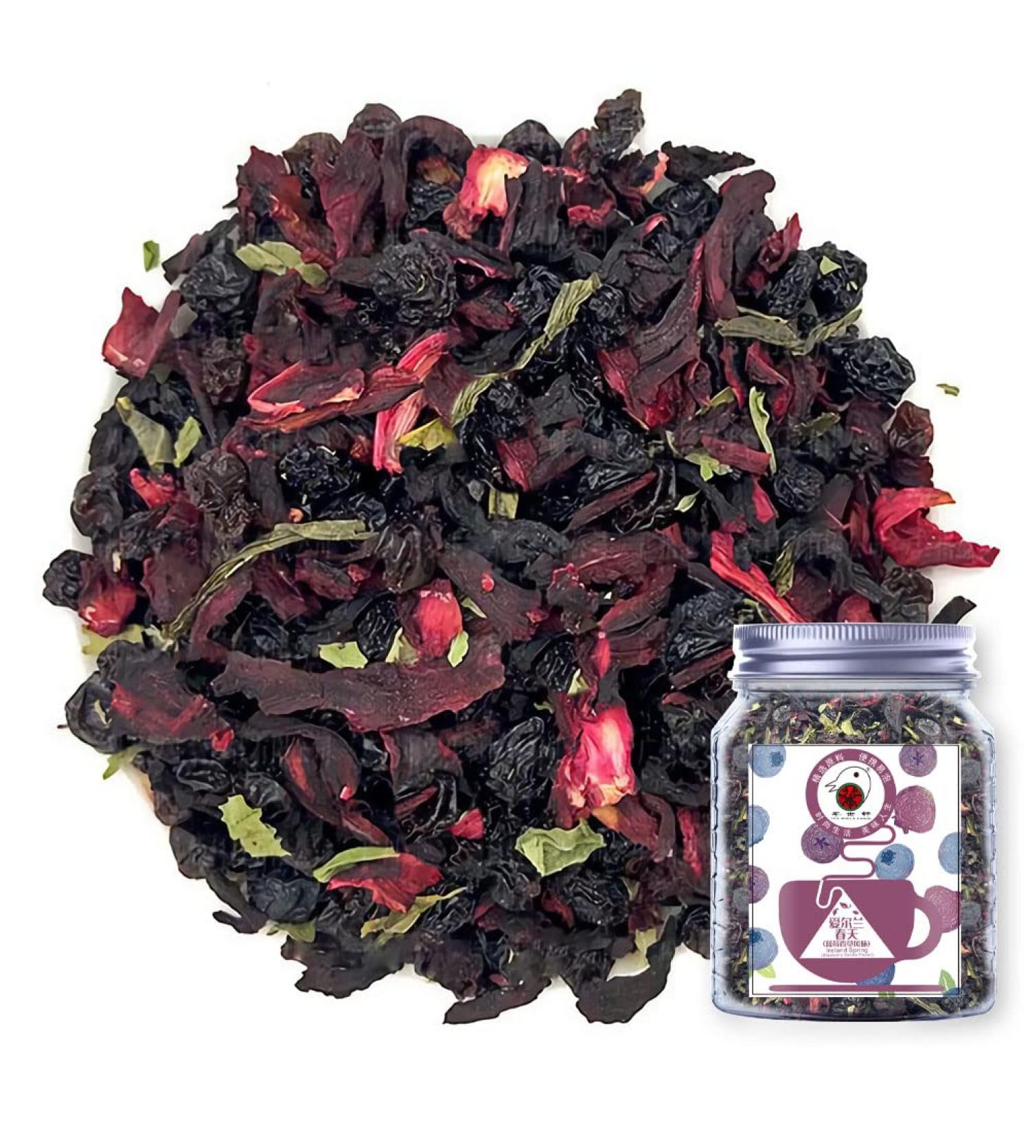 Plant Gift Ireland Spring Fruit Tea Oganic Fruit Herbal Tea All Natural Flavors Loose Leaf Roselle Grapes Blueberries Peppermint Non GMO Vegan Tea Bags Into Iced Tea & Hot Tea 70G/2.5oz - Buy Online on GoSupps.com