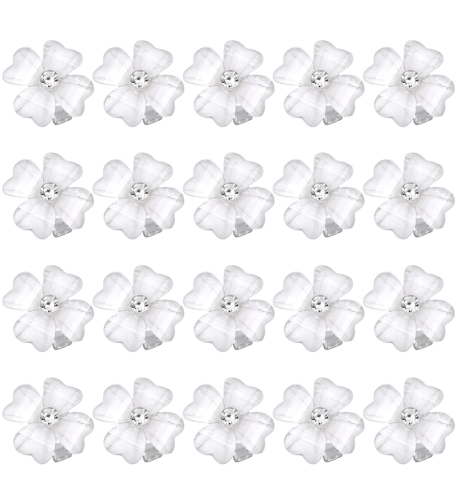 Wecoe 20 Pcs Small White Flower Hair Clips - Cute Decorative Claw Clips for Girls - Bling Wedding Hair Accessories - Perfect Gift for Women and Kids - Buy Online on GoSupps.com