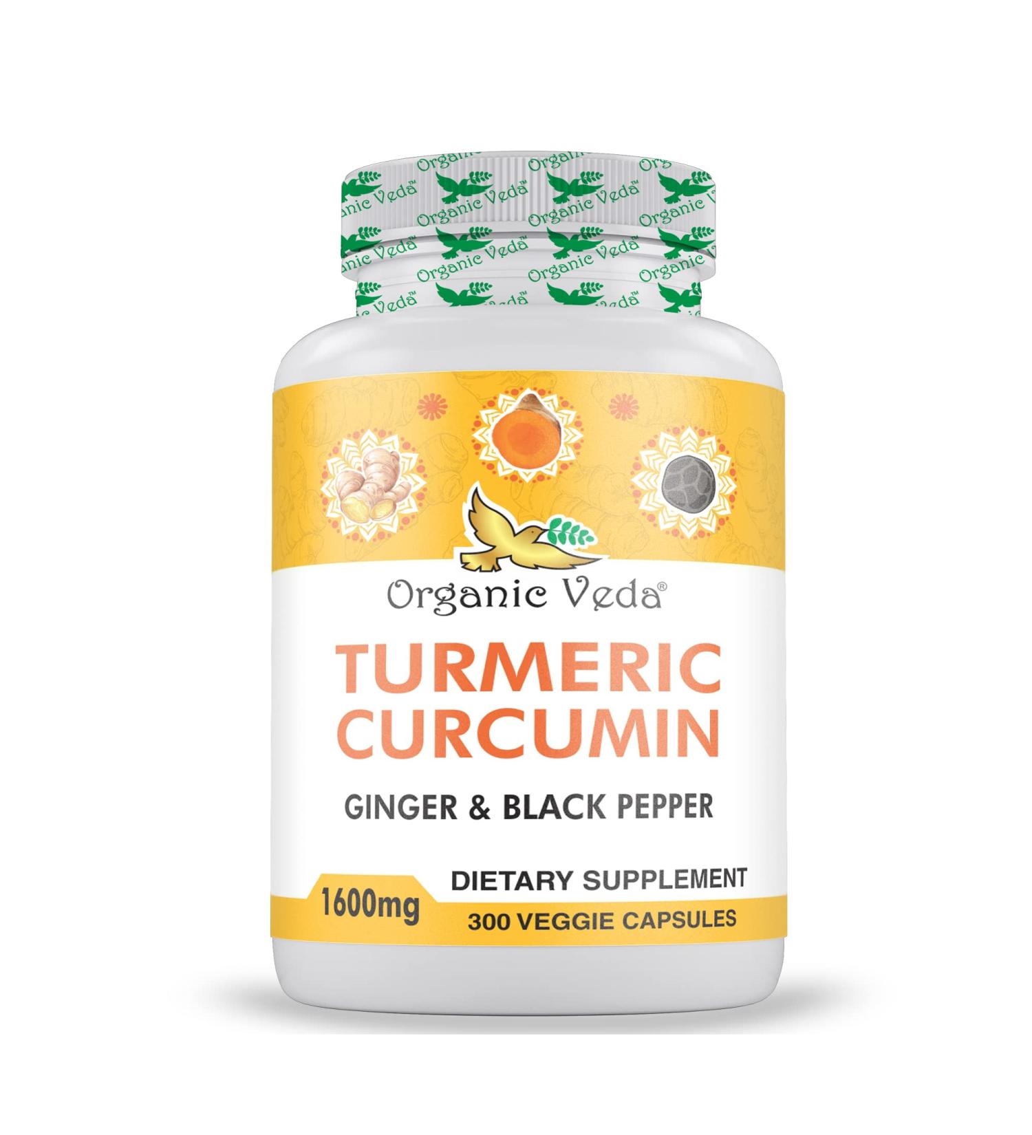 Organic Veda Turmeric & Ginger Capsules 300 Veggie Capsules - Joint Support, 100 Days Supply - Buy Online on GoSupps.com