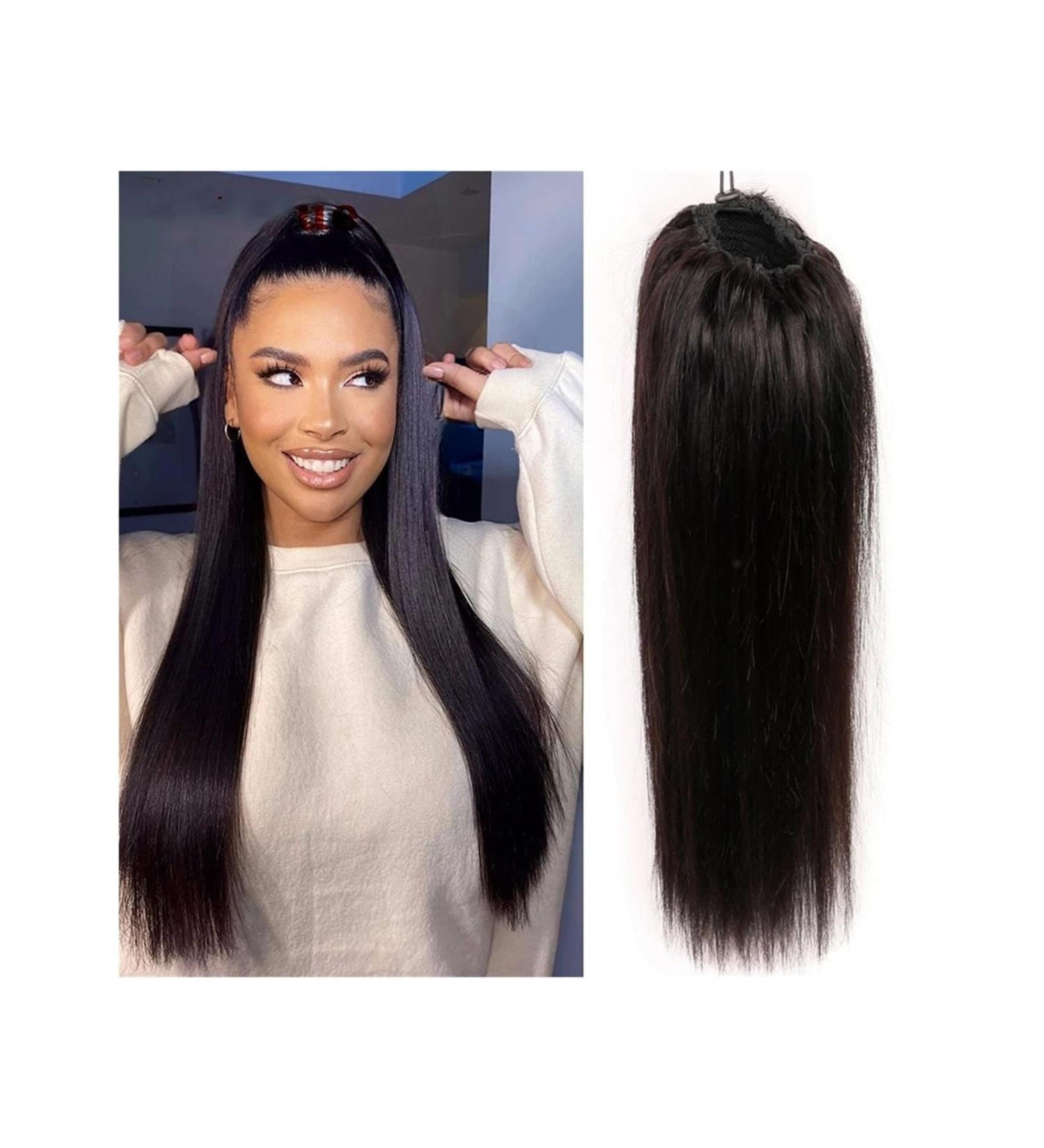 Hair Extensions Ponytail Silk Straight Ponytail Extension Remy Human Hair Clip In Drawstring Ponytail Extensions 8-26" Long Straight Human Hair Ponytail Hairpieces for Women Natural Synthetic Hairpi 18inches Natural Color - Buy Online on GoSupps.com