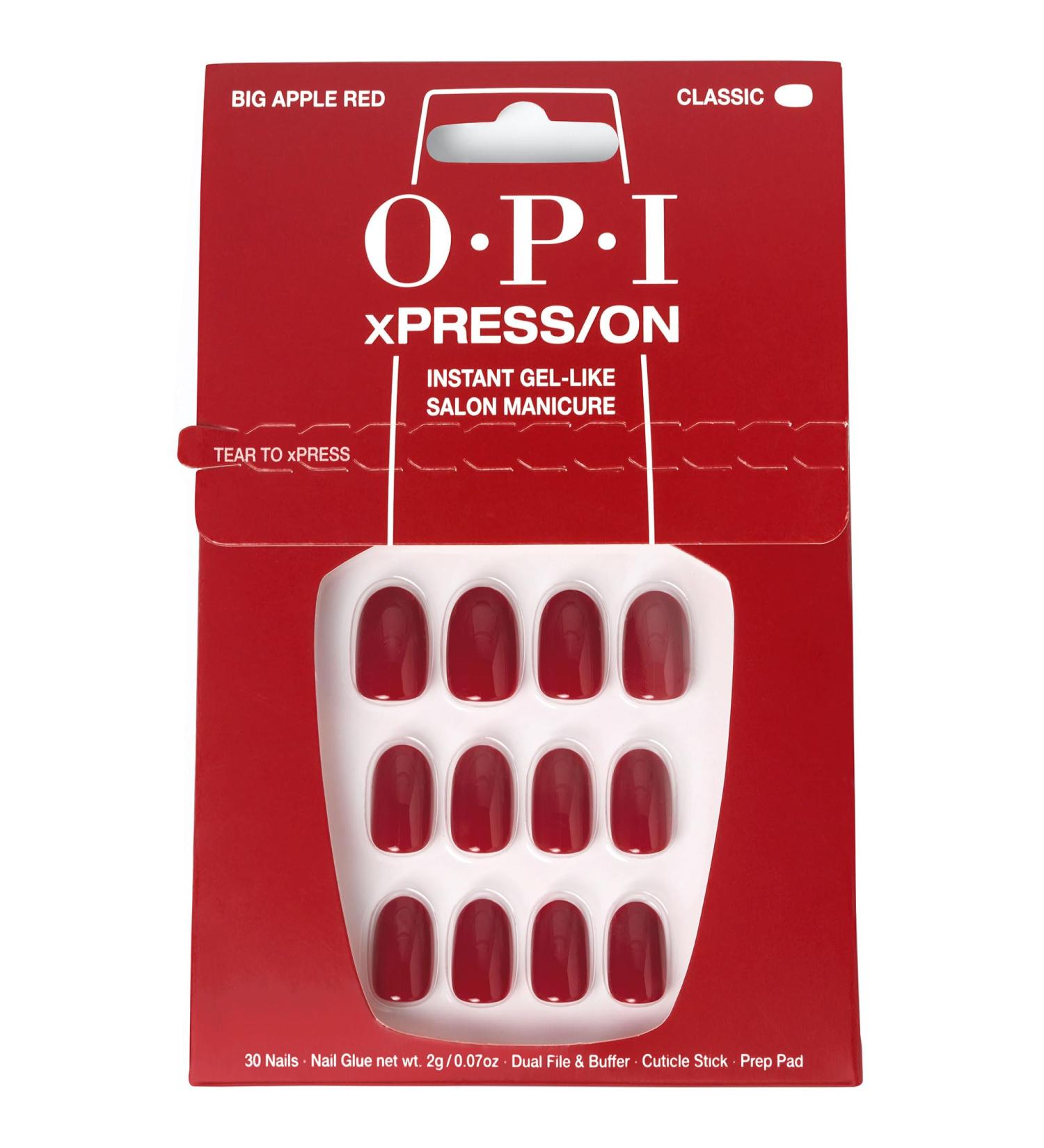 OPI xPRESS/ON Press On Nails - Short Round Solid Big Apple Red | Long Lasting Reusable & Non-Damaging Nail Art with Glue - International Shipping Available - Buy Online on GoSupps.com