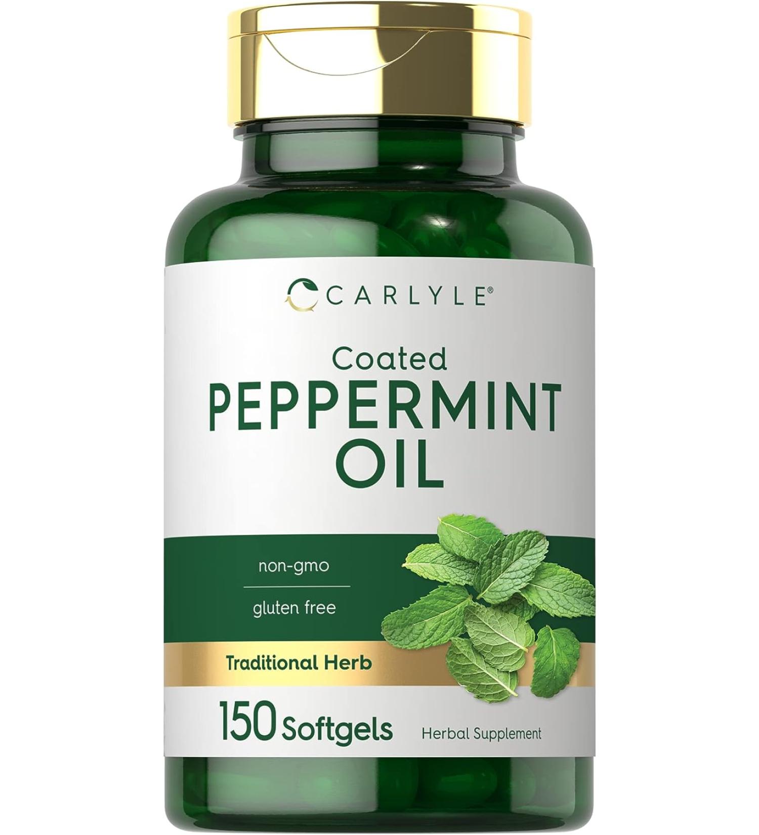 Peppermint Oil Capsules Softgels | 150 Count Supplement | with Rosemary and Thyme | by Carlyle - Buy Online on GoSupps.com