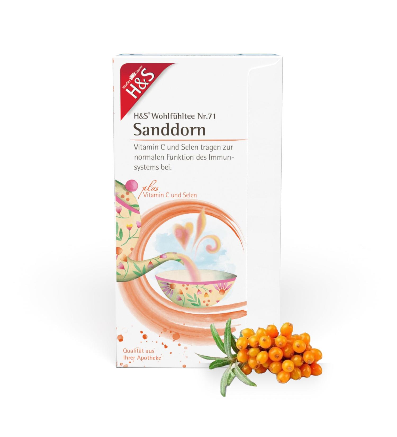  H & S H&S Sea Buckthorn Tea with Vitamin C and Selenium 20 x 2.5g - Buy Online on GoSupps.com