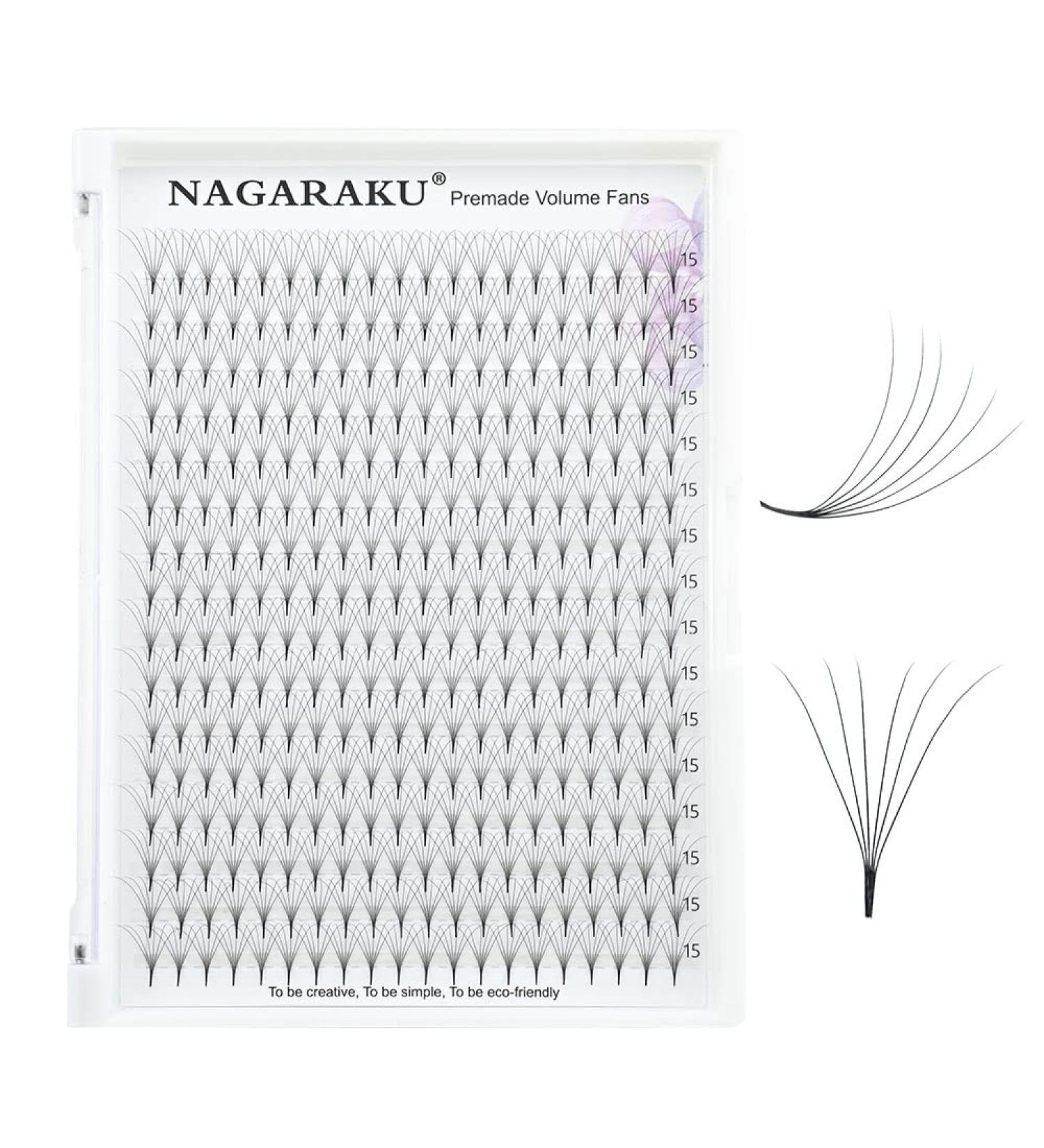 Nagaraku 6D Eyelash Extensions - 320pcs Premade Fans 0.07mm D Curl 15mm Length - International Shipping Available - Buy Online on GoSupps.com