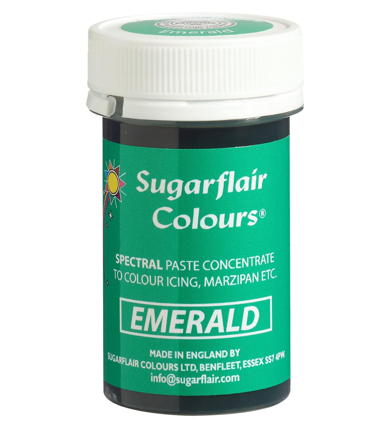Sugarflair Emerald Spectral Food Colouring Paste Highly Concentrated for Use with Sugar Pastes Buttercream Royal Icing or Cake Mix Vibrant Colour Dye - 25g